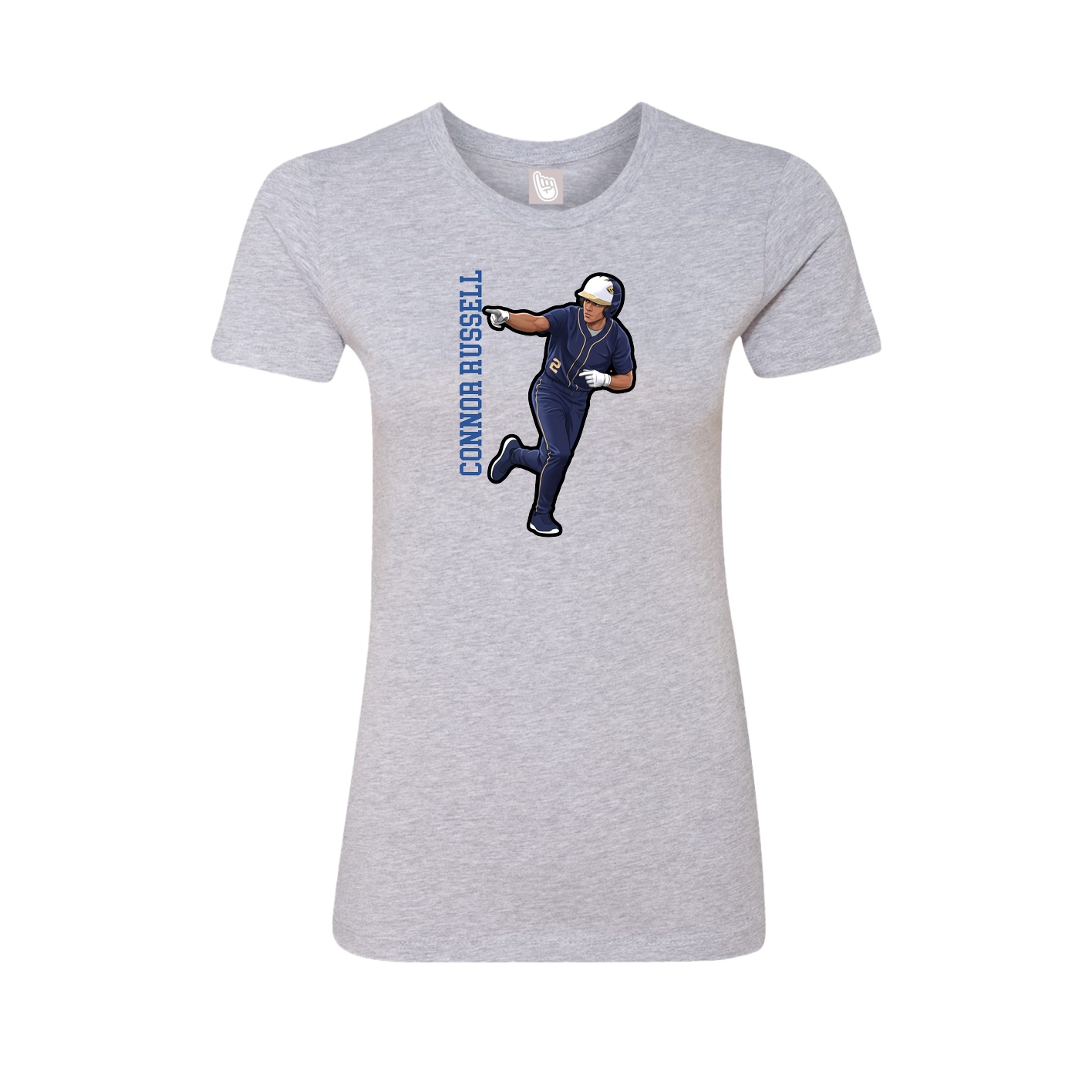 Fitted Women's Tee — Name Vertical in Grey