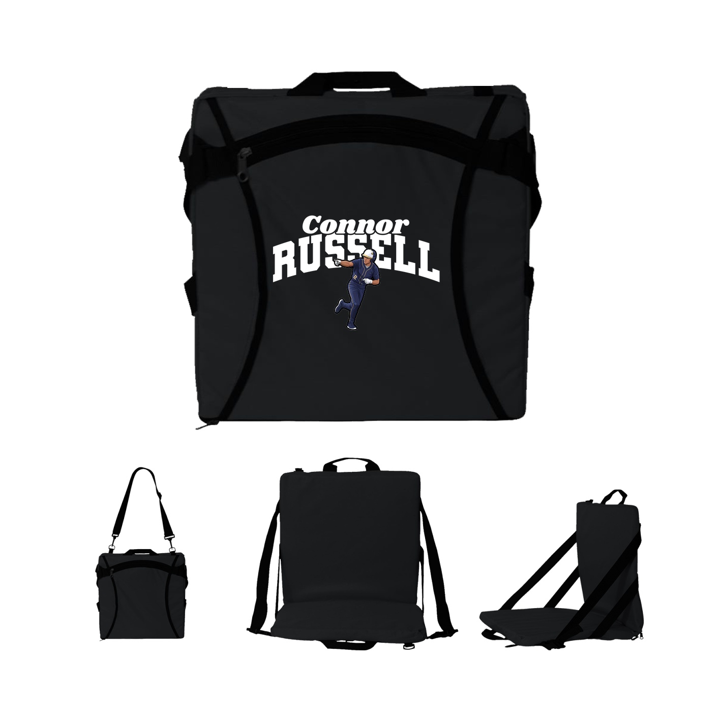 Folding Stadium Seat — Signature Arch in Black