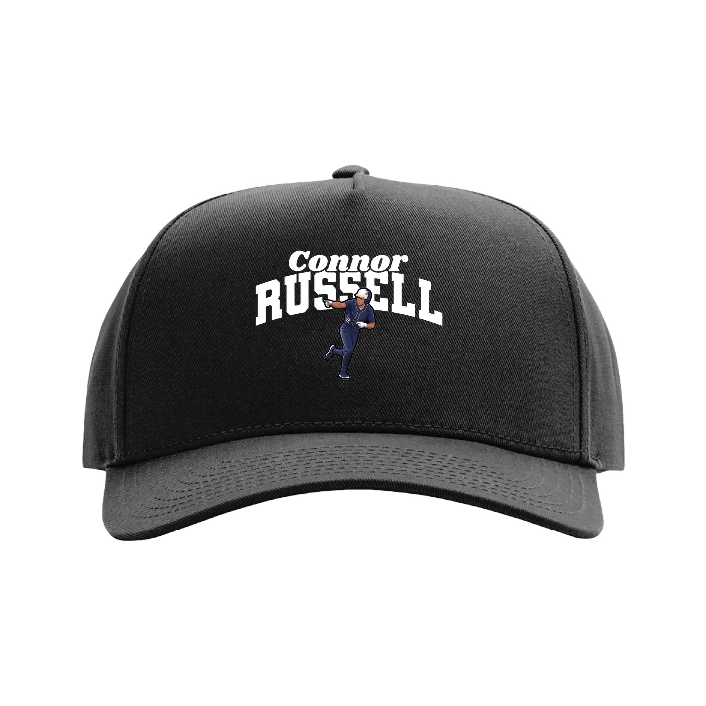 Full Fabric Five-Panel Champ Cap — Signature Arch in Black