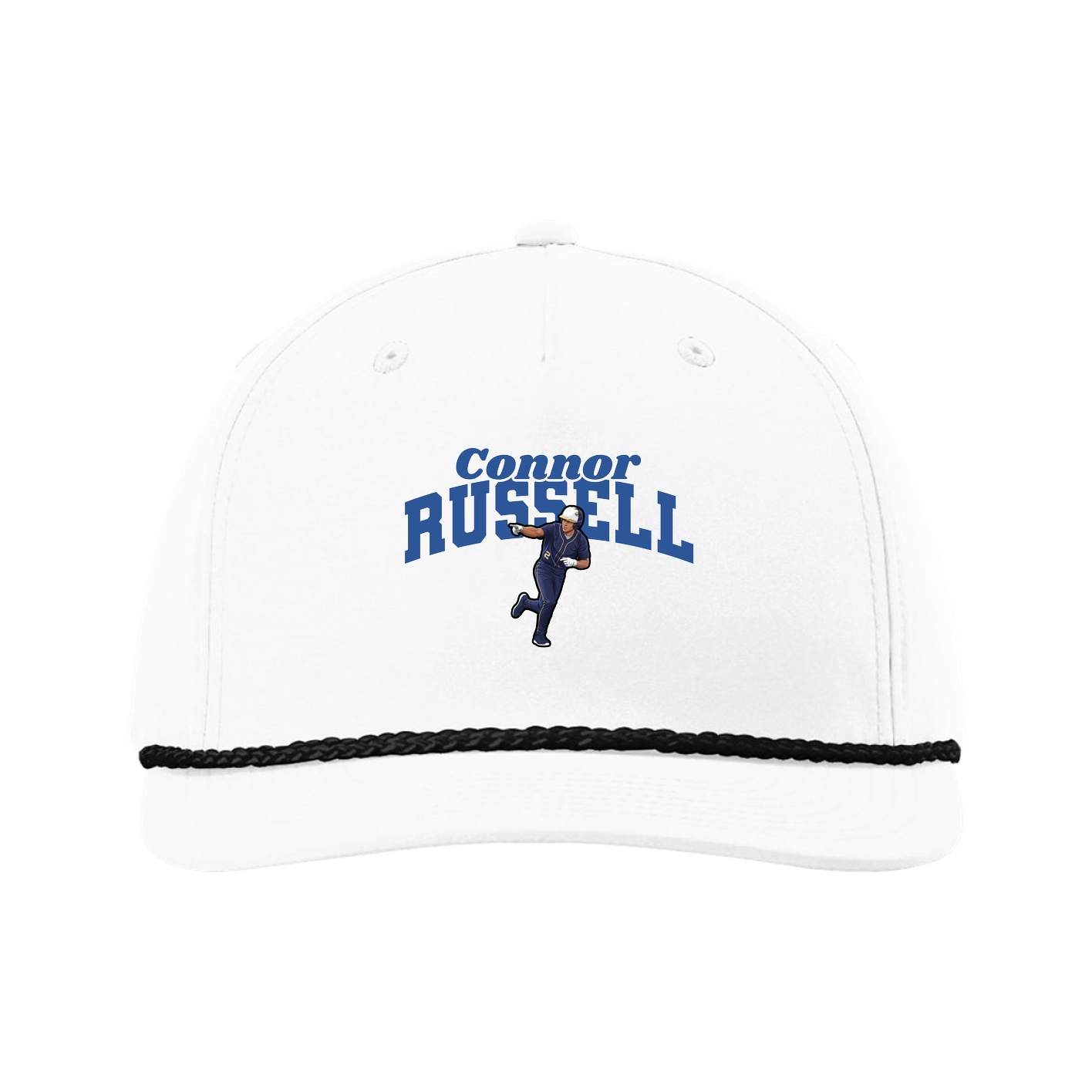 Five-Panel Classic Rope Cap — Signature Arch in White