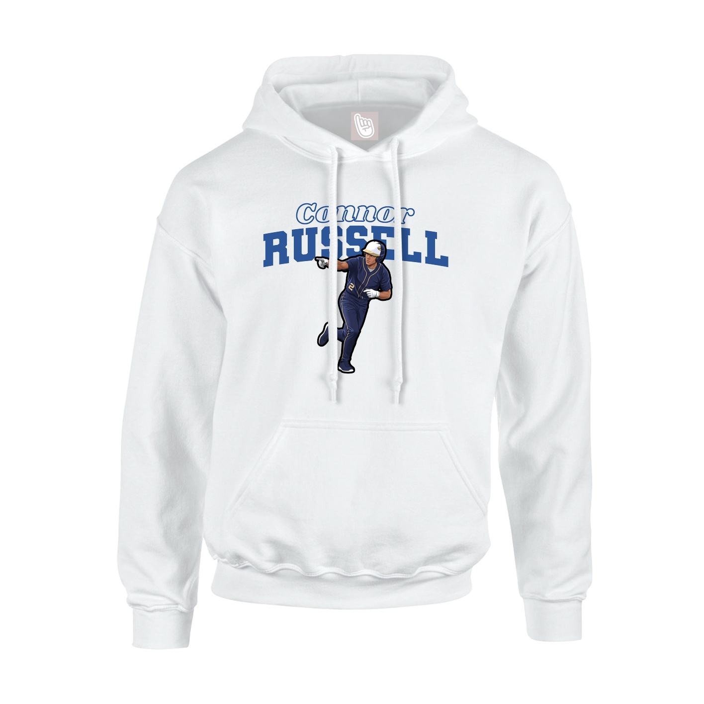 Youth Hoodie — Name Arch in White