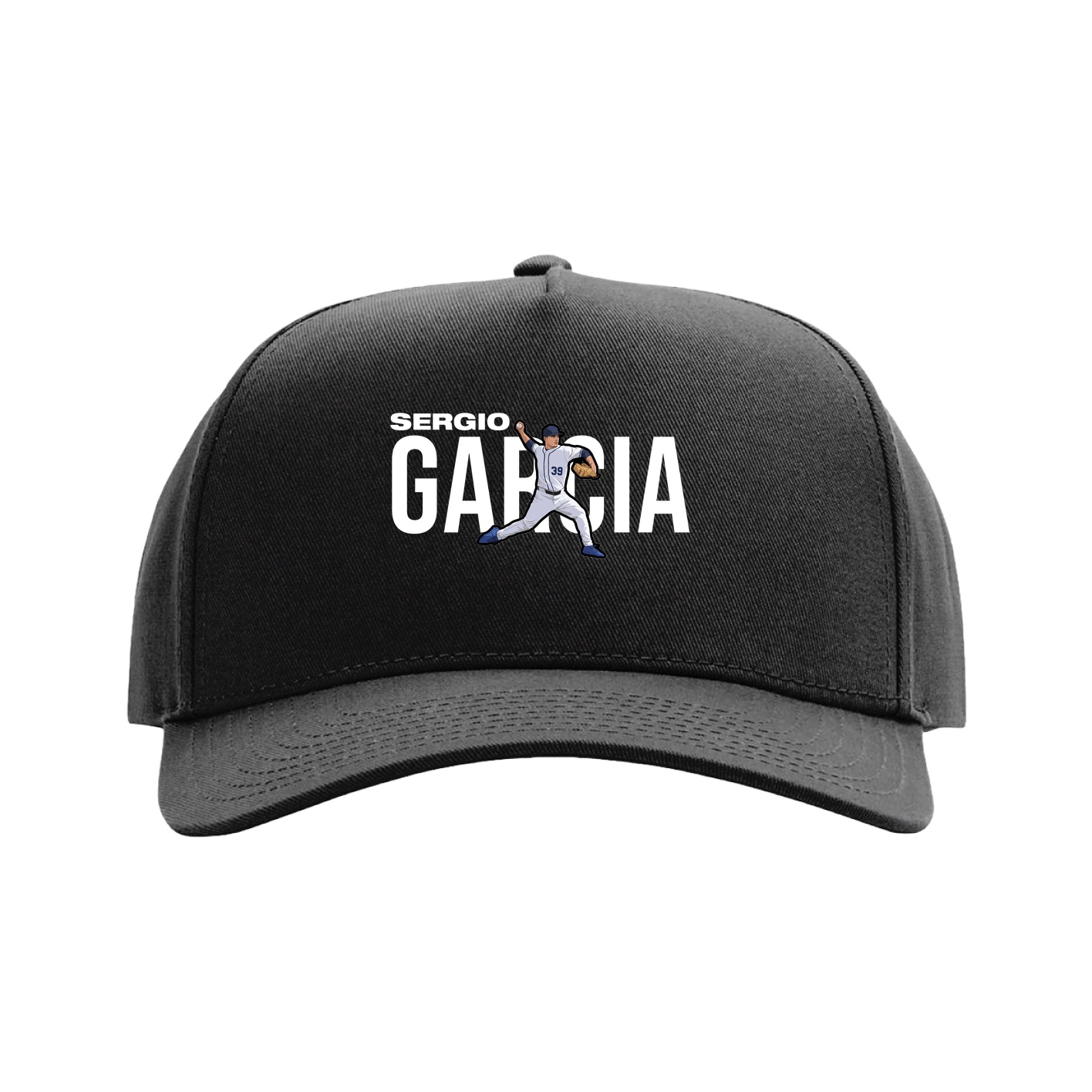 Full Fabric Five-Panel Champ Cap — Player Name in Black