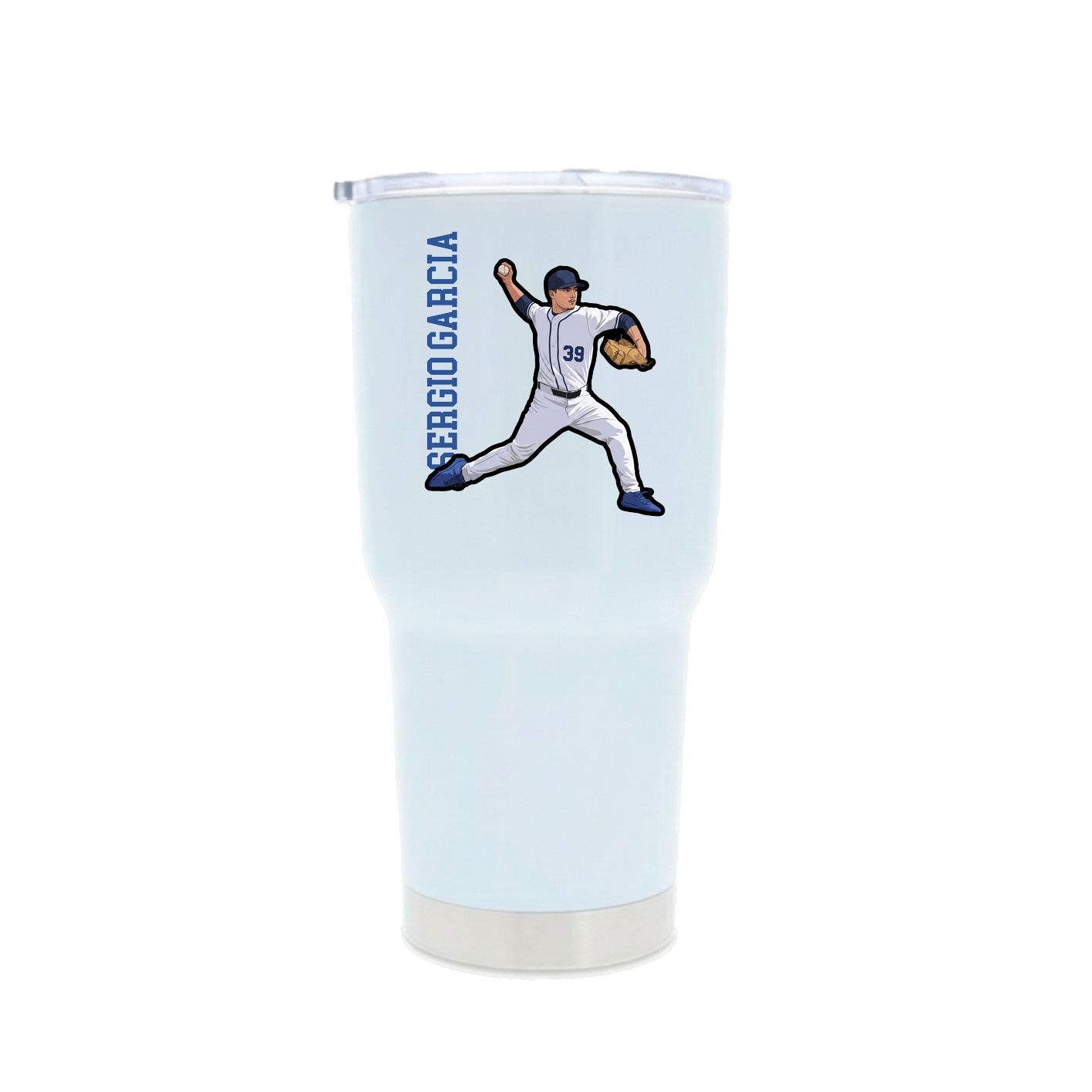 30oz Stainless Steel Tumbler — Name Vertical in White