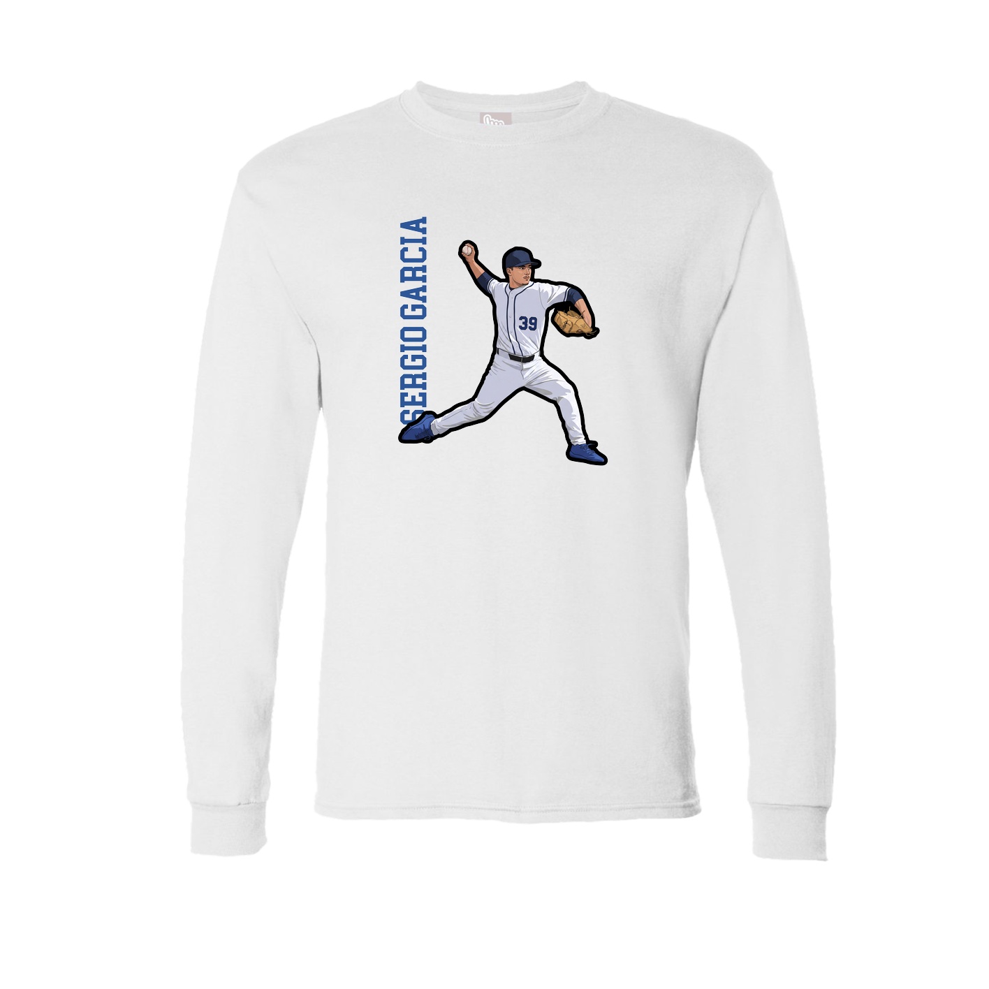 Long Sleeve Tee — Name Vertical in White