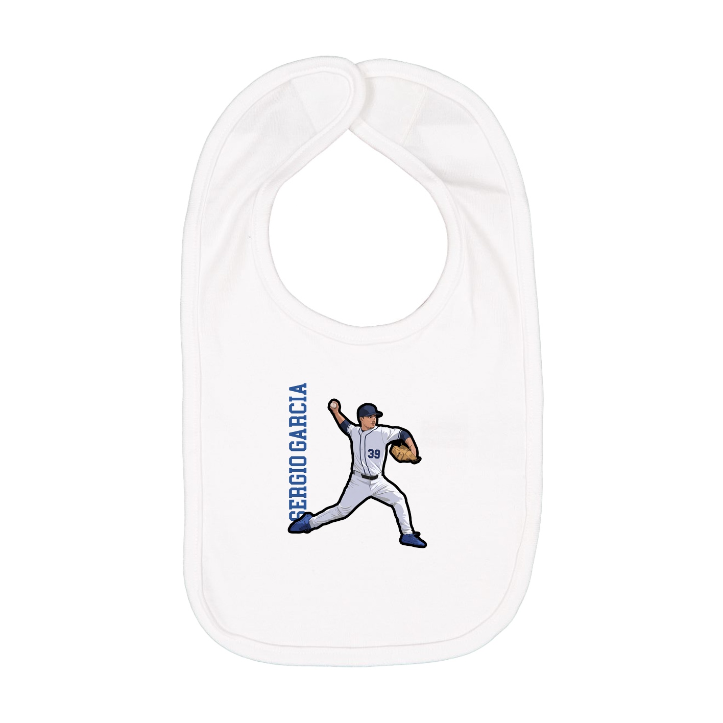 Infant Bib — Name Vertical in White