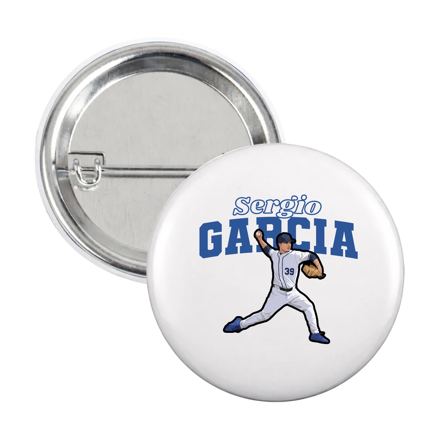 Game Day Button — Name Arch in White