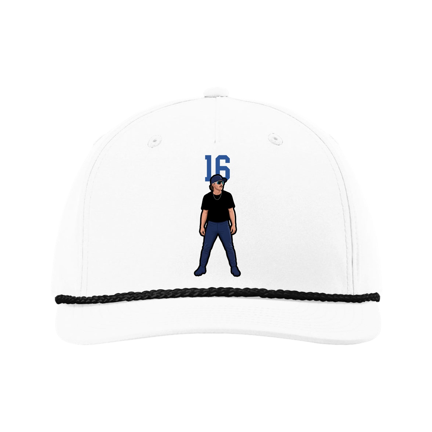 Five-Panel Classic Rope Cap — Number Top in White