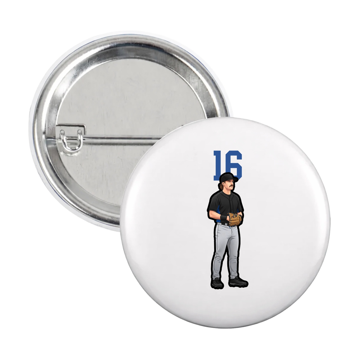 Game Day Button — Number Top in White