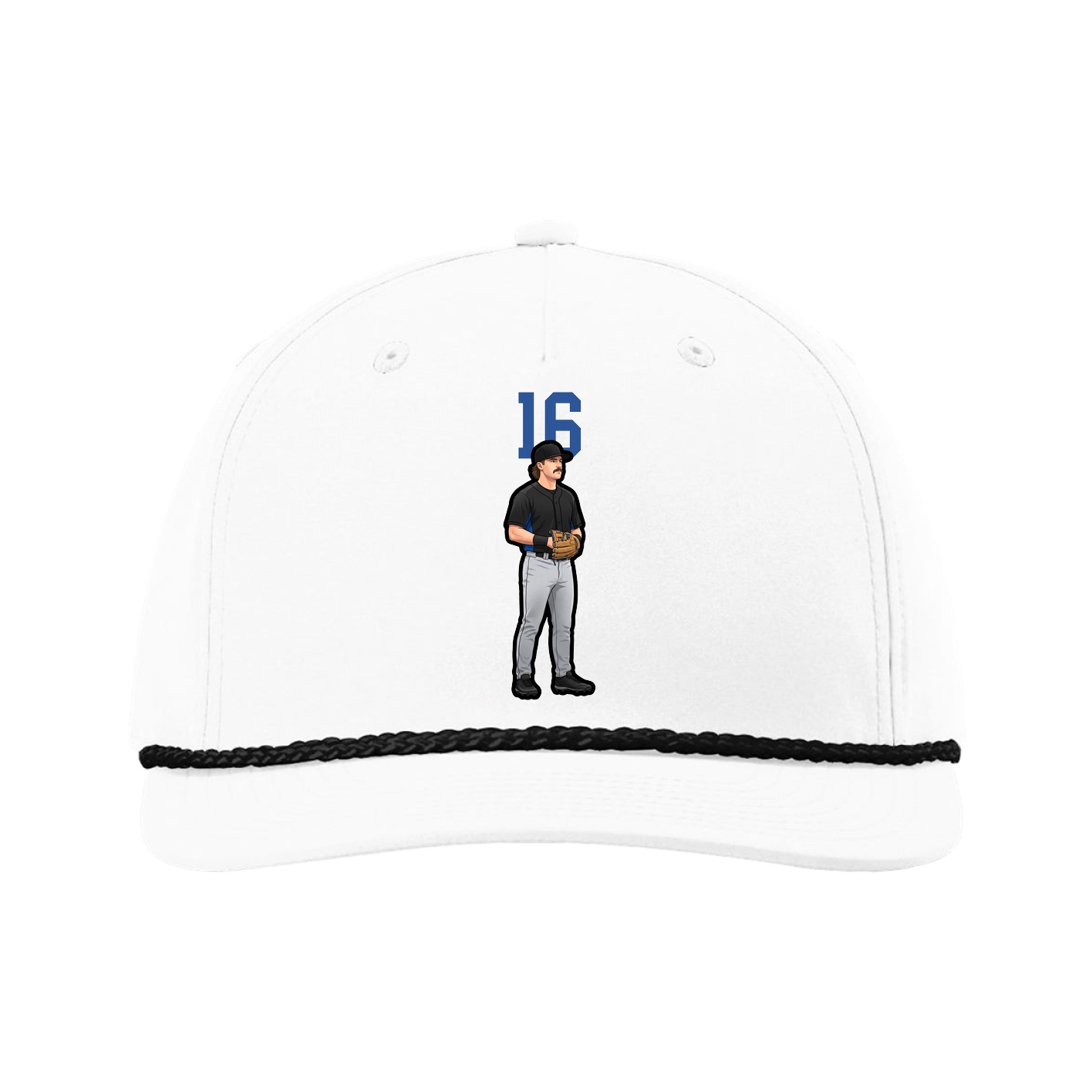 Five-Panel Classic Rope Cap — Number Top in White