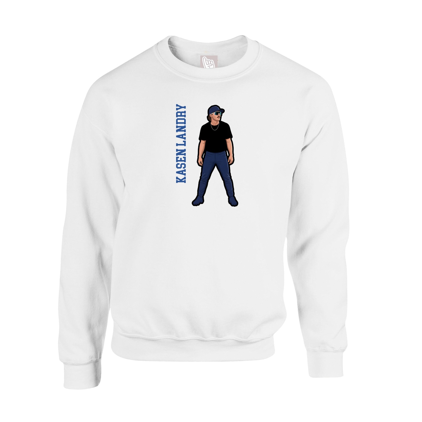 Fleece Crew — Name Vertical in White