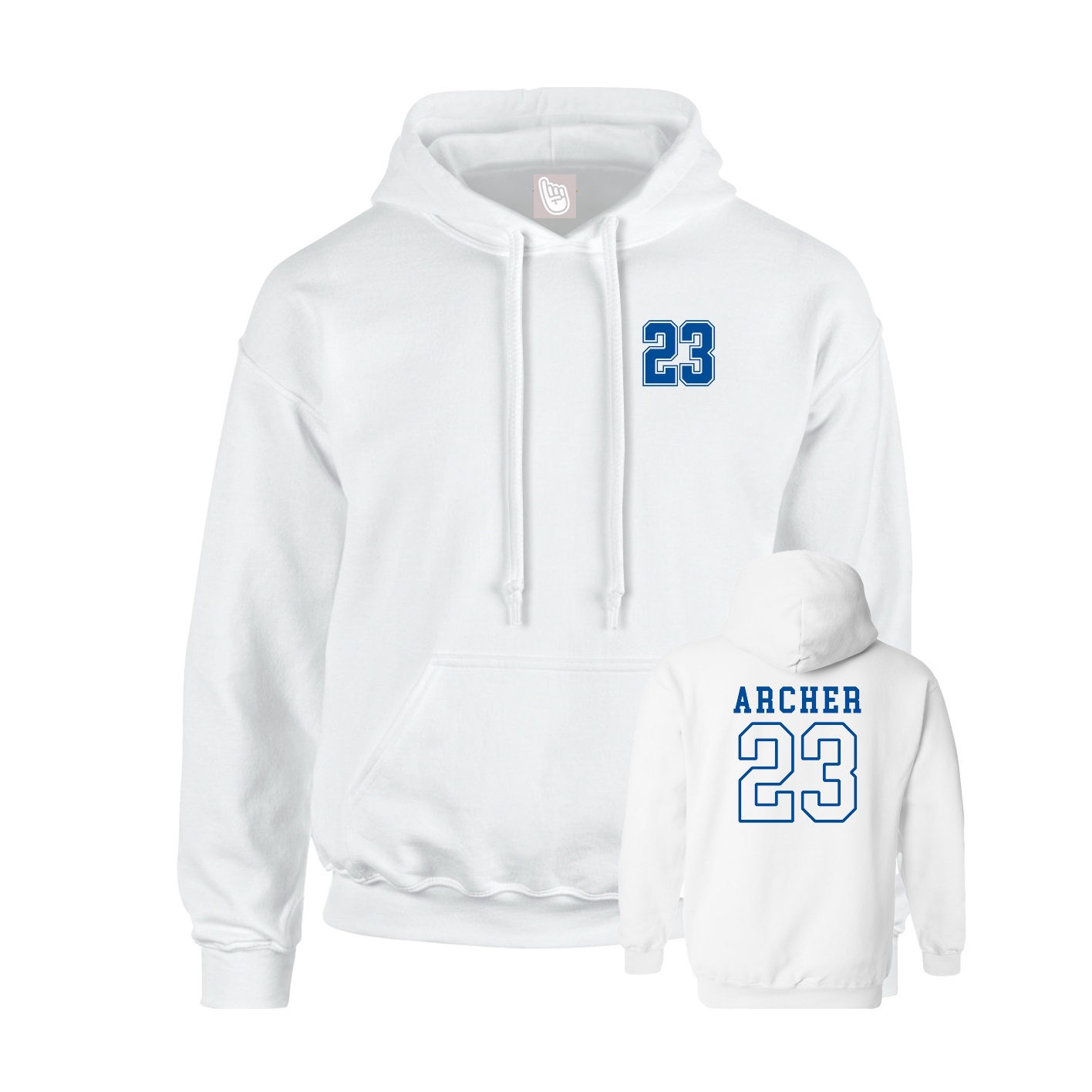 Youth Hoodie — Chest Back in White