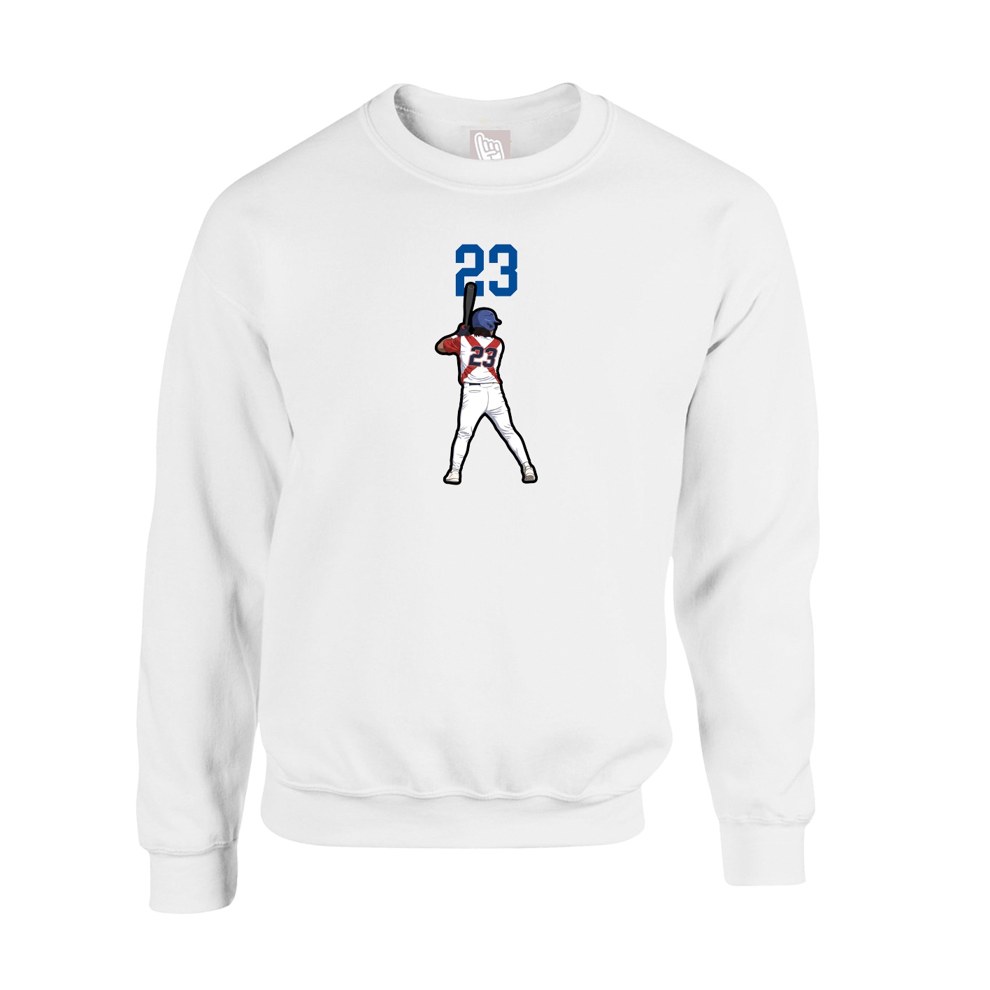 Fleece Crew — Number Top in White