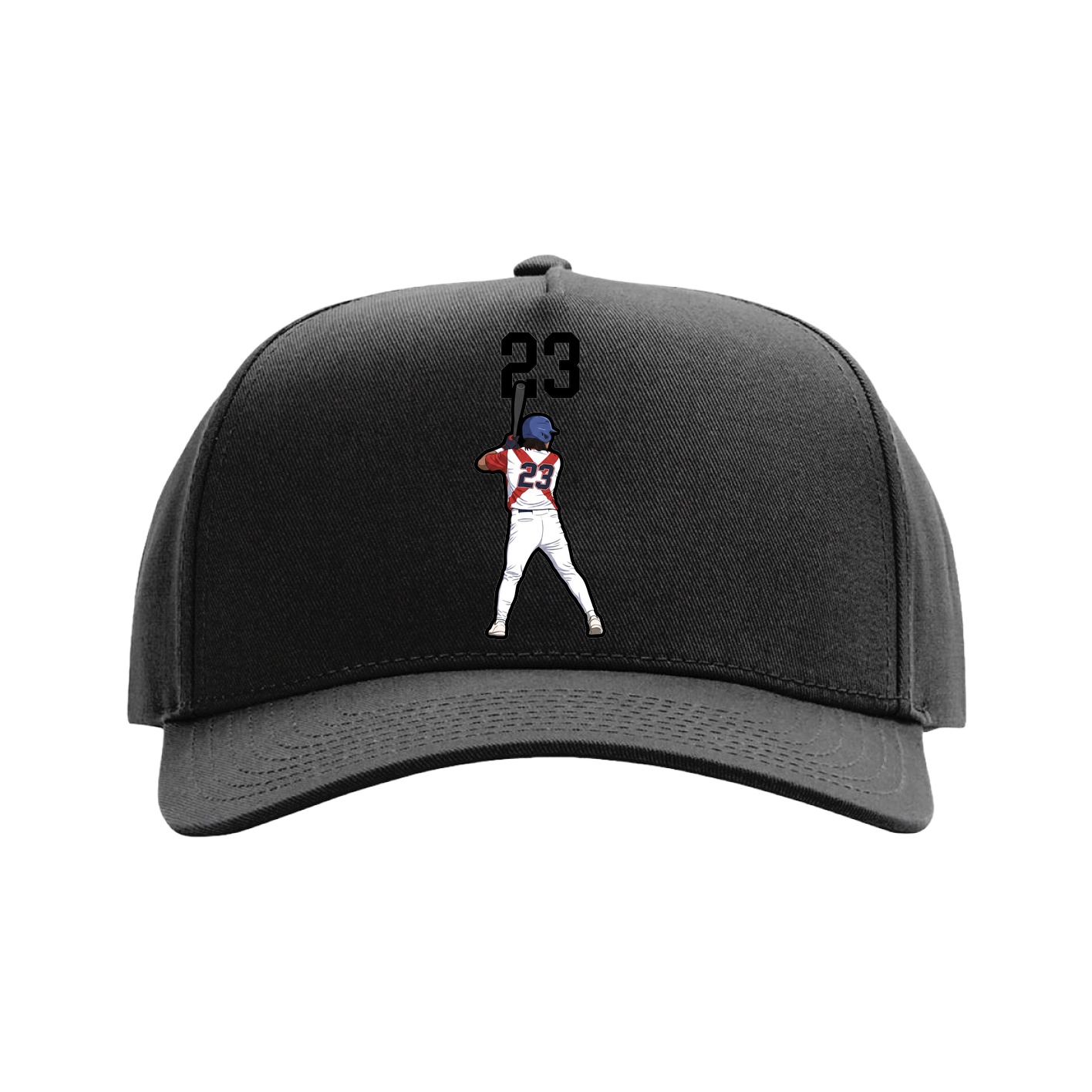 Full Fabric Five-Panel Champ Cap — Number Top in Black
