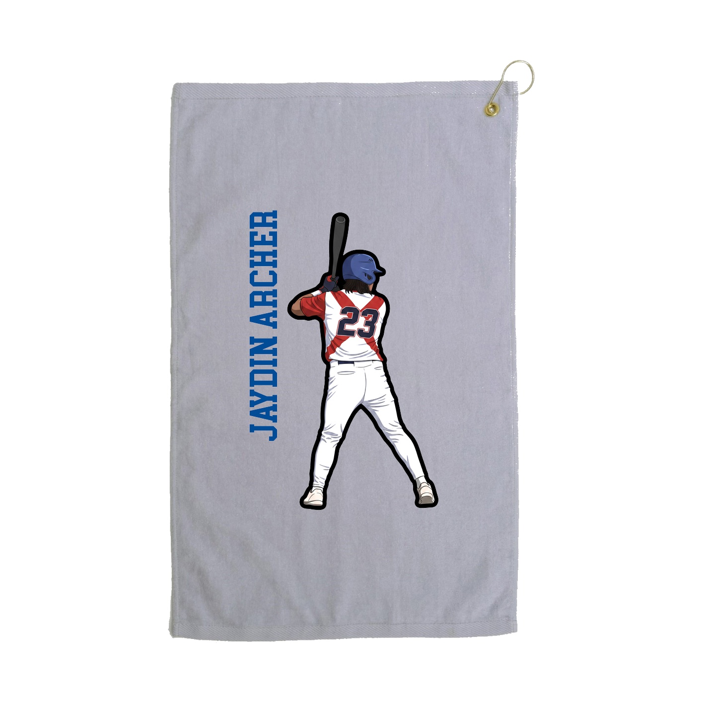 Golf Towel — Name Vertical in Grey