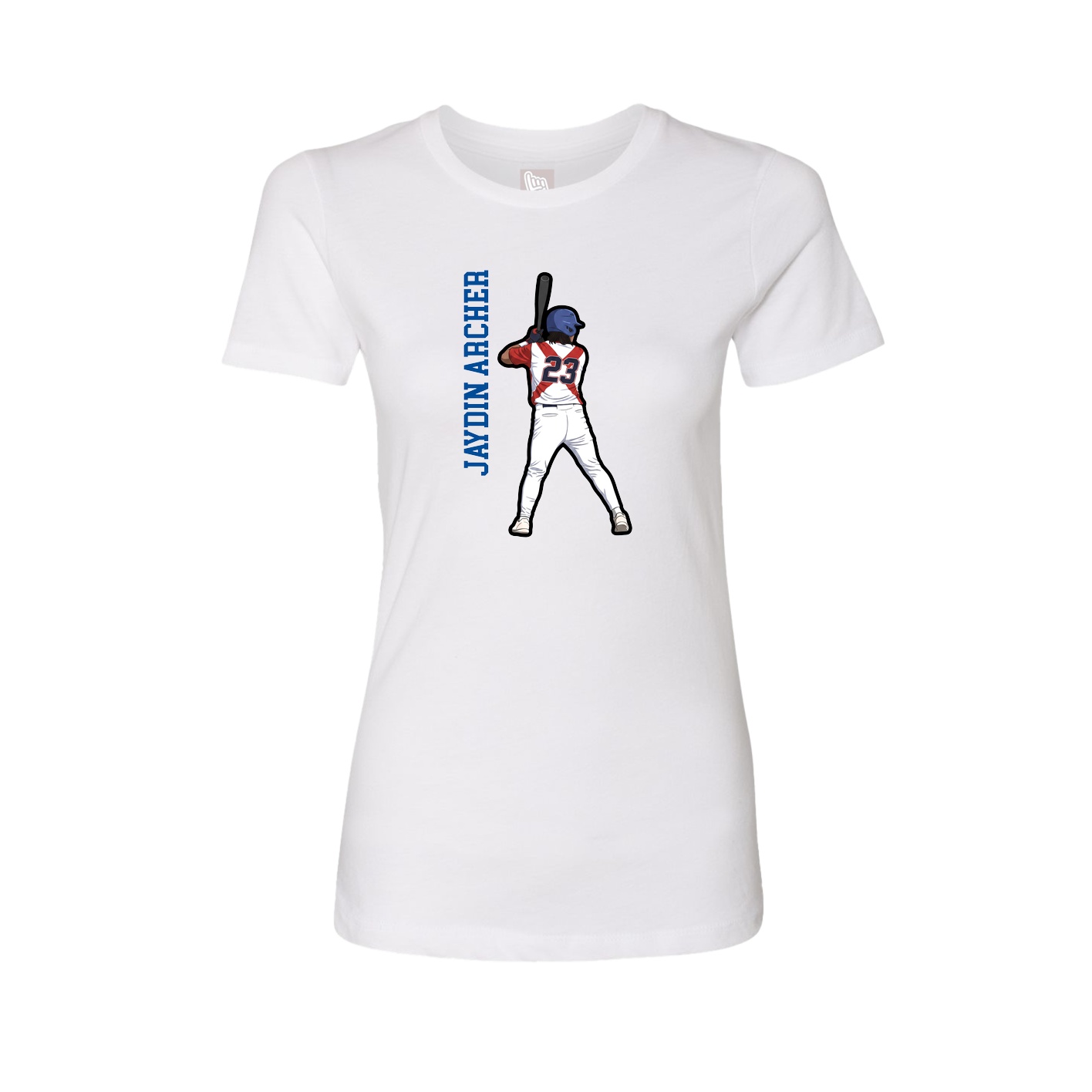 Fitted Women's Tee — Name Vertical in White
