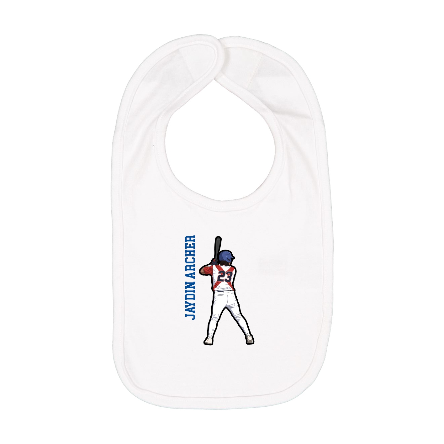 Infant Bib — Name Vertical in White