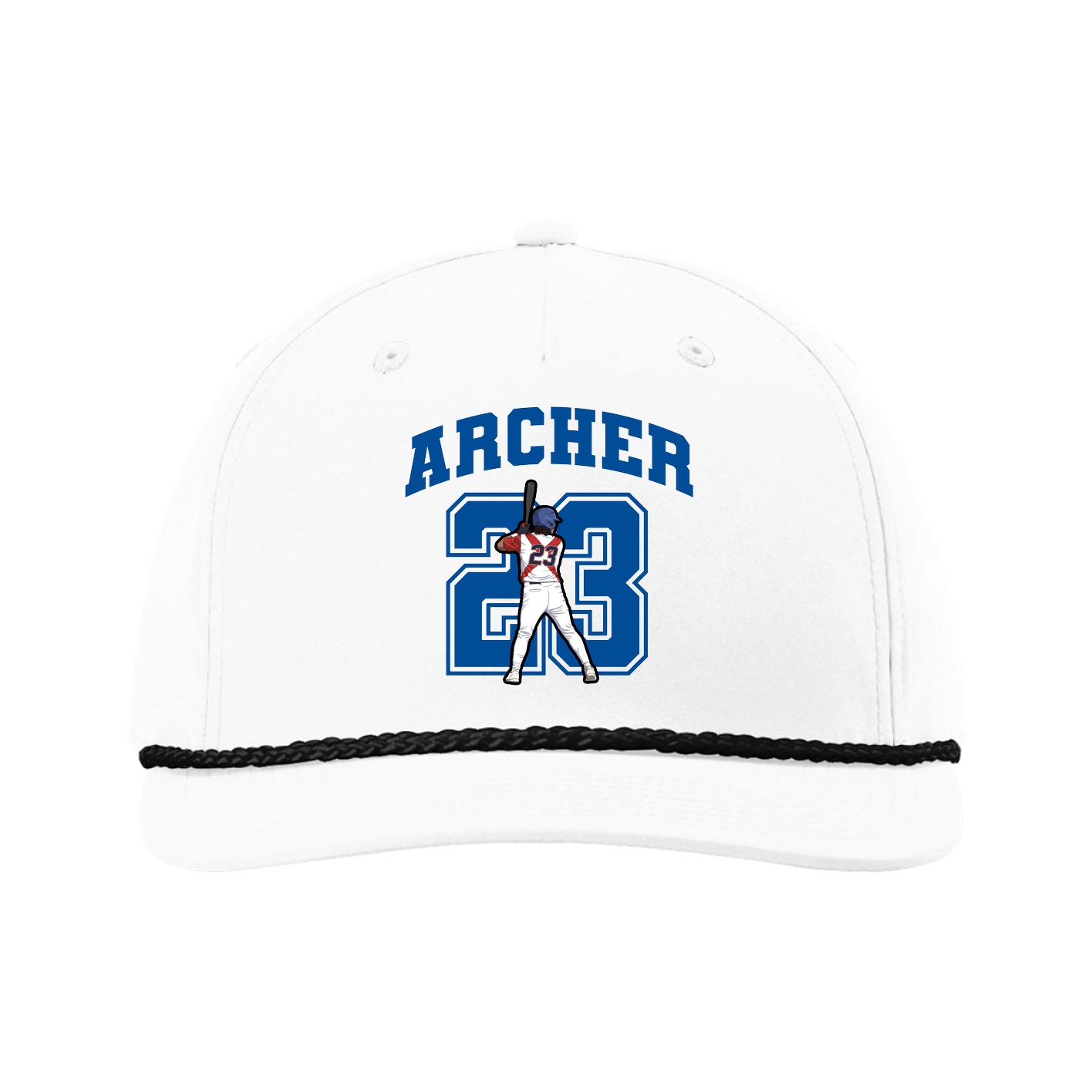 Five-Panel Classic Rope Cap — Number in White