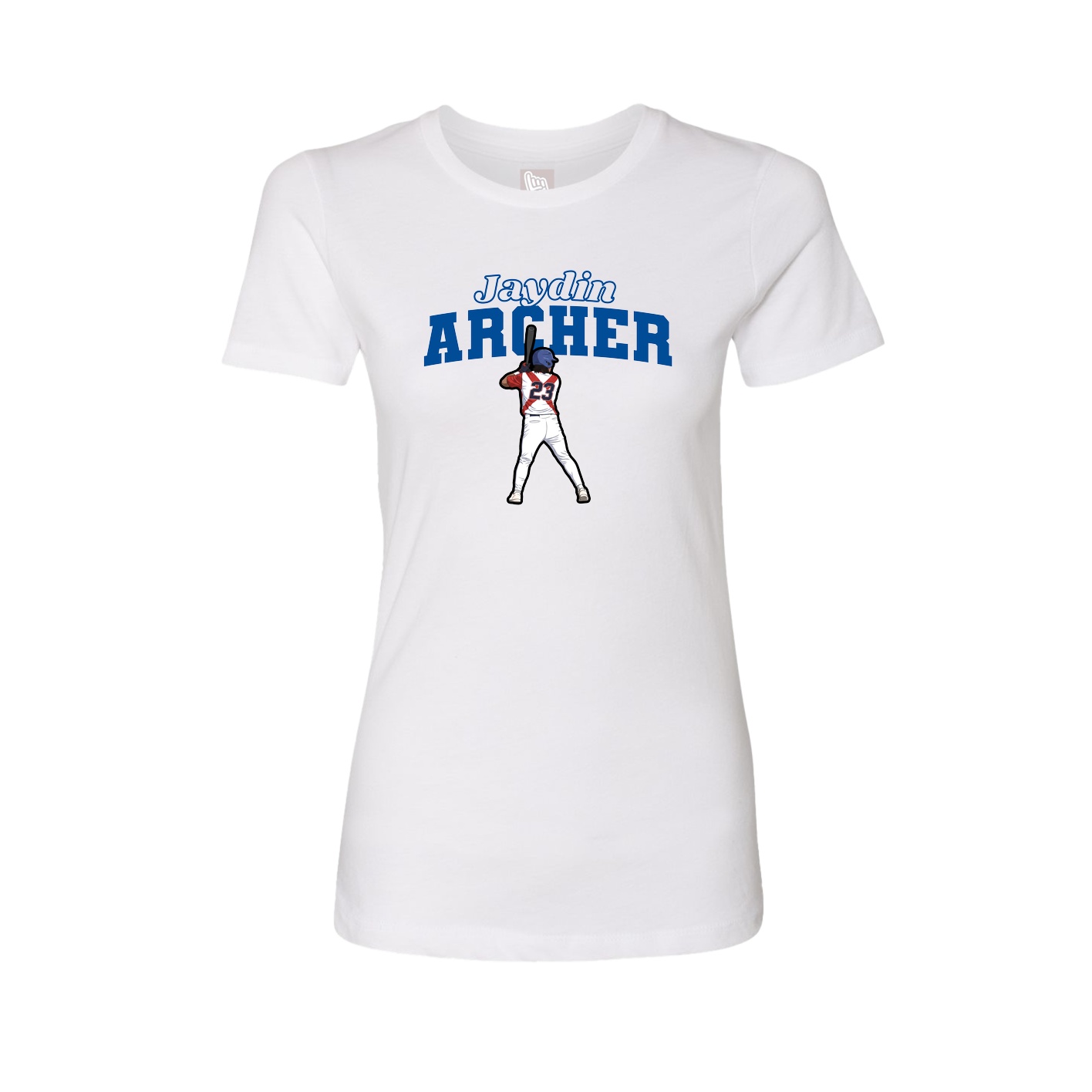 Fitted Women's Tee — Name Arch in White