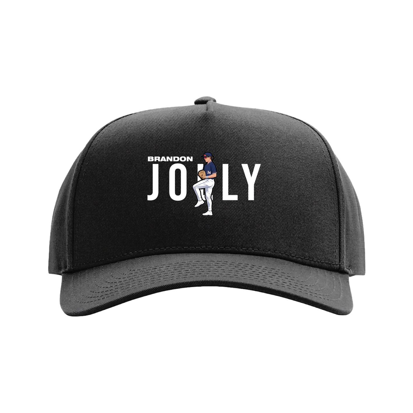 Full Fabric Five-Panel Champ Cap — Player Name in Black