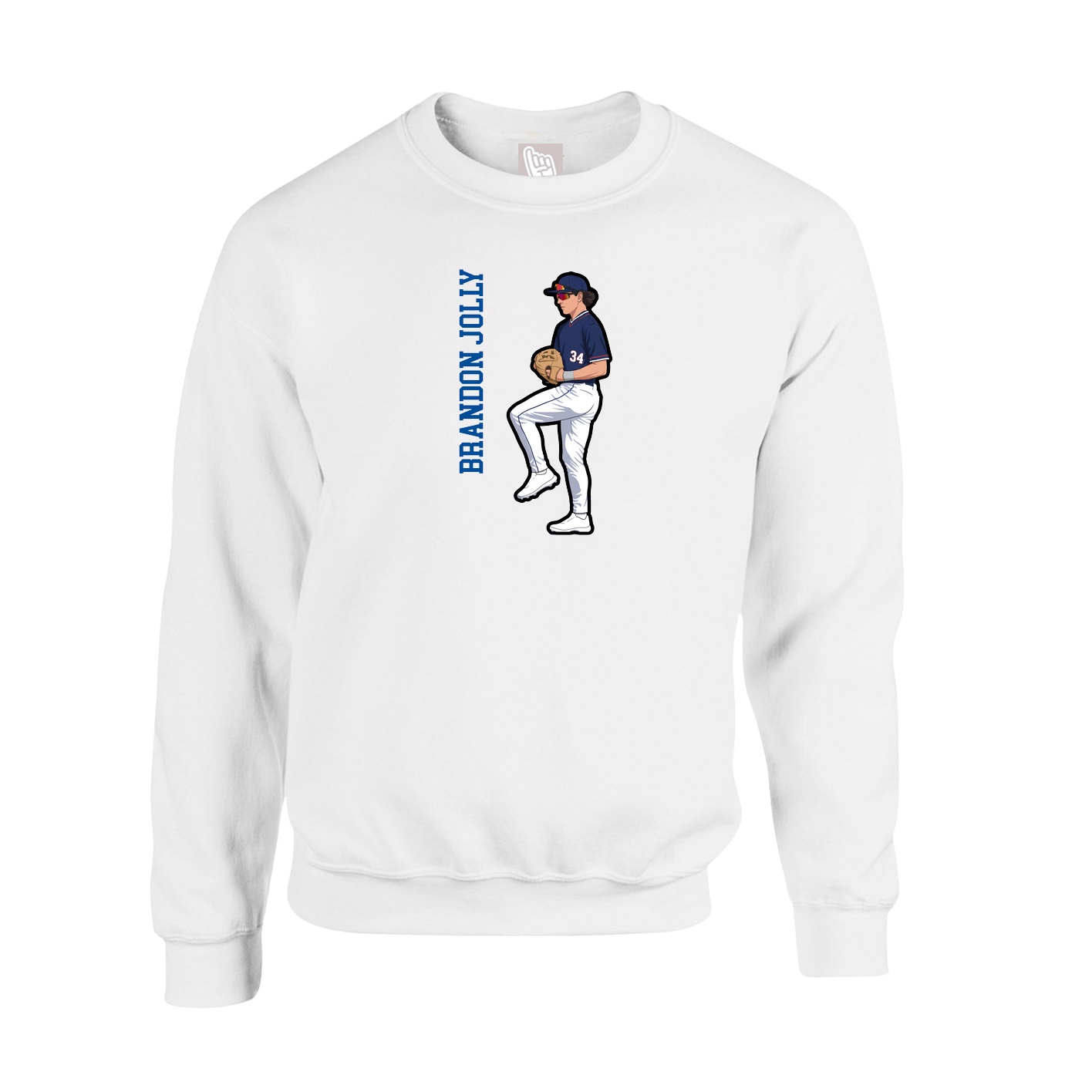 Fleece Crew — Name Vertical in White