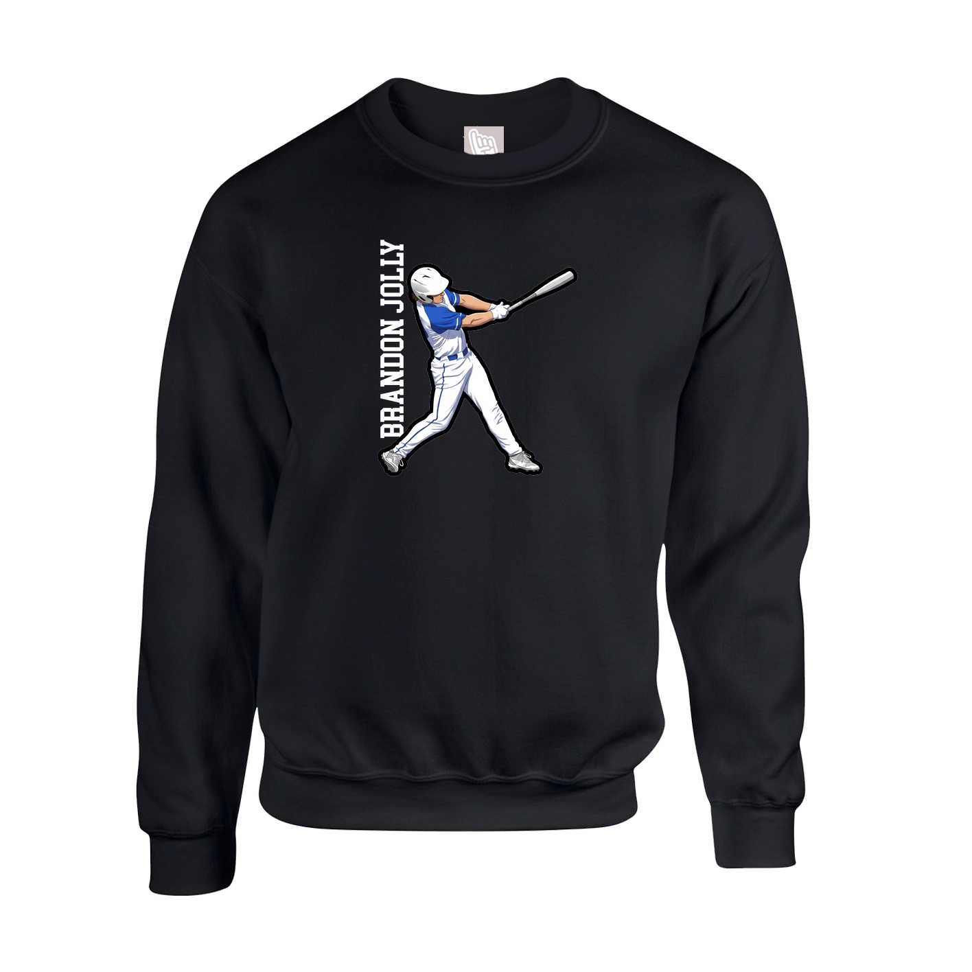 Fleece Crew — Name Vertical in Black