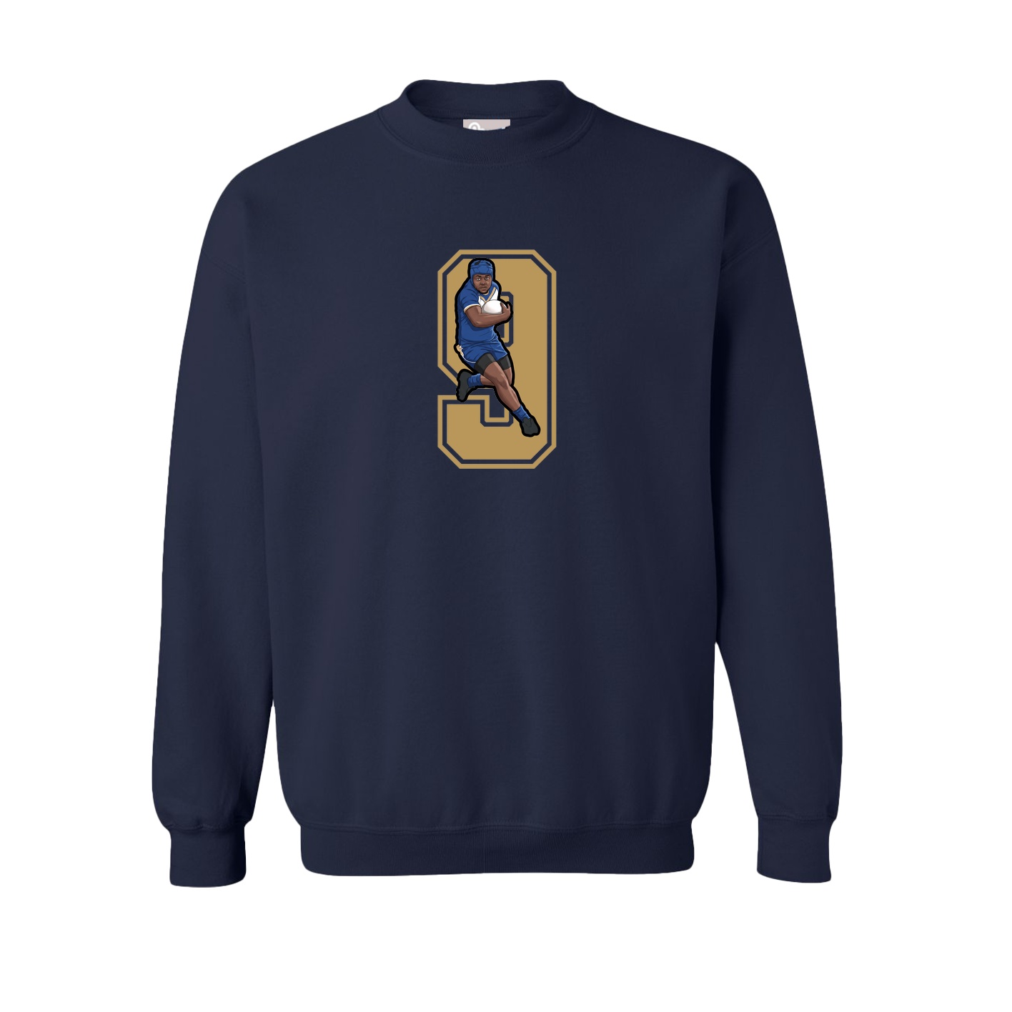Fleece Crew — Number in Navy