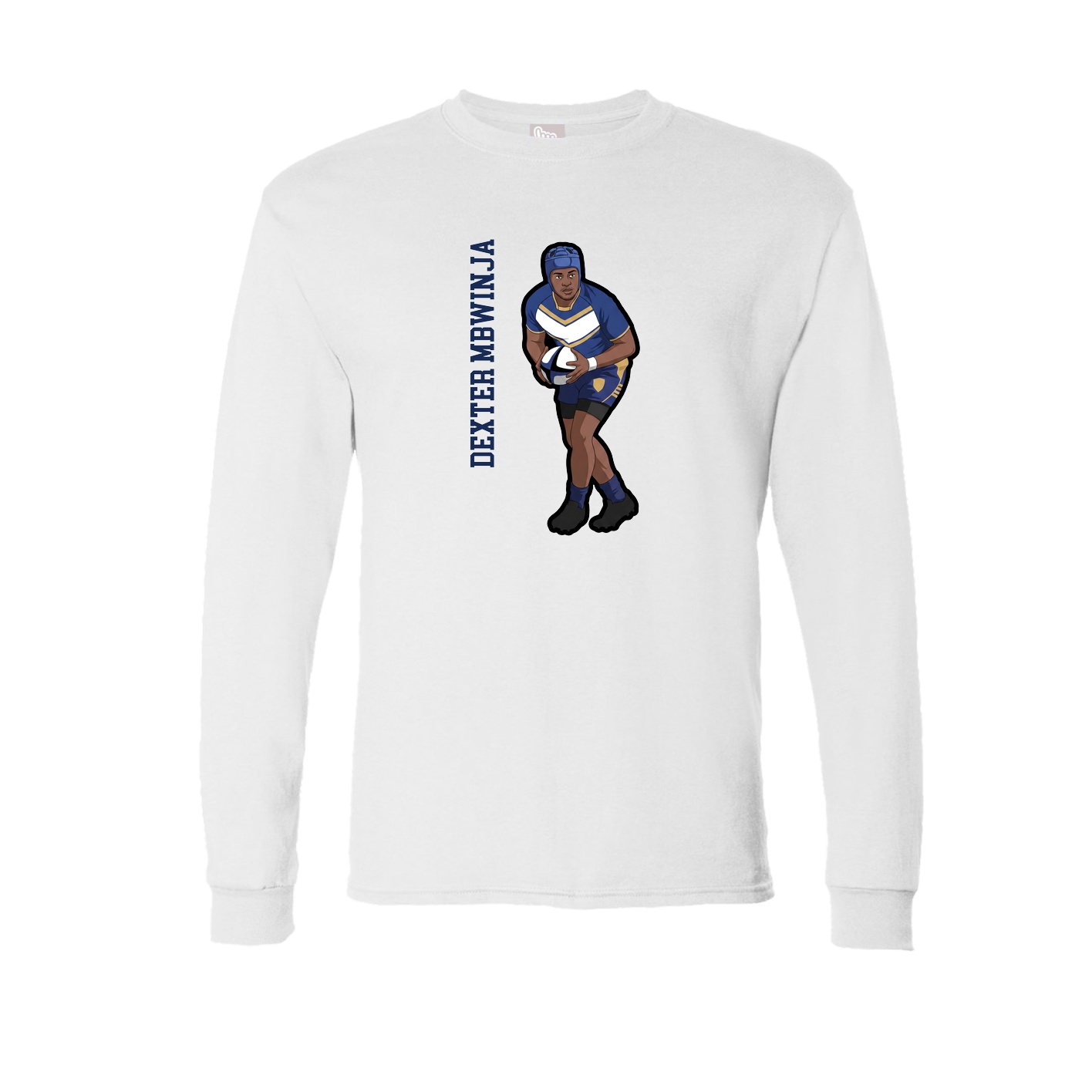 Long Sleeve Tee — Name Vertical in White