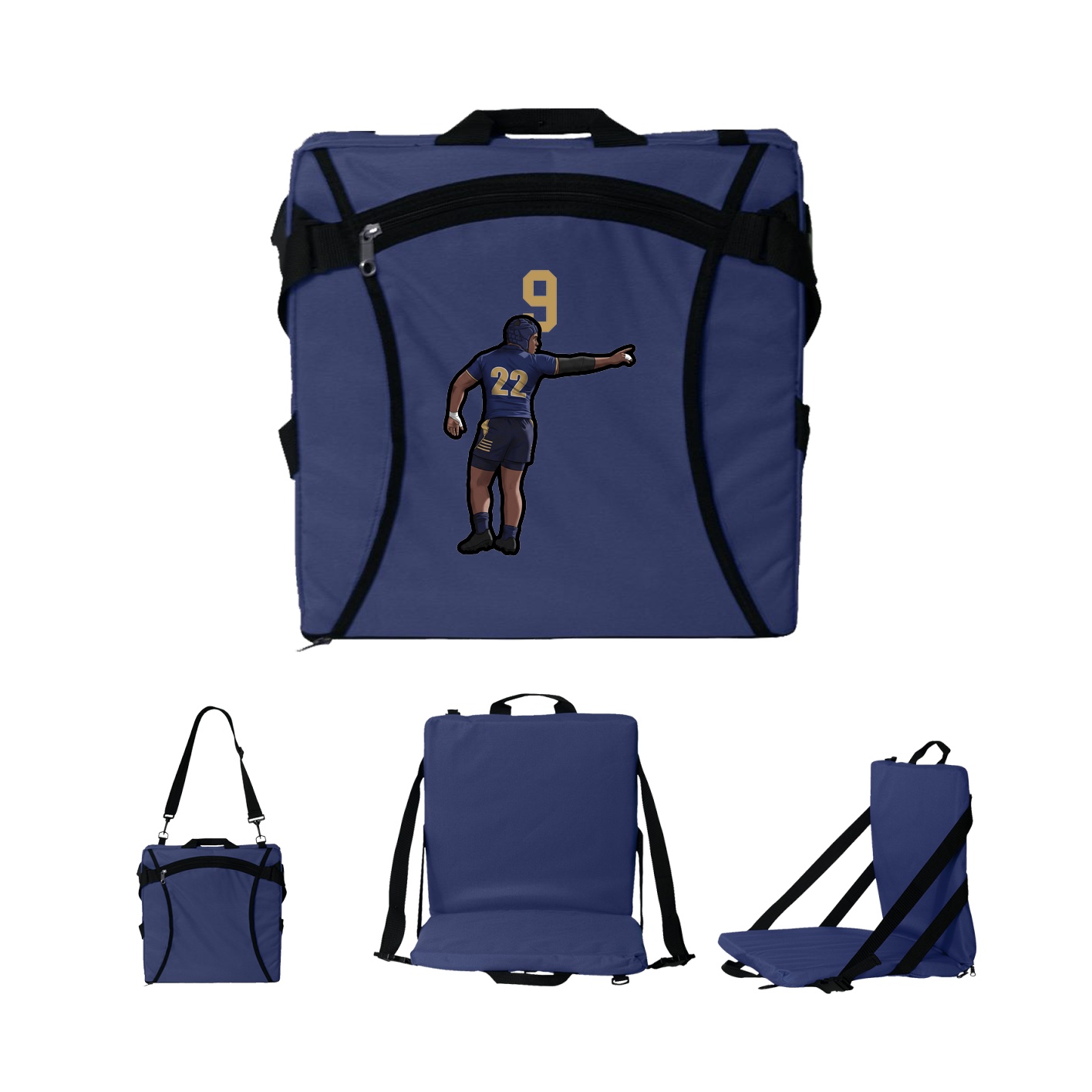 Folding Stadium Seat — Number Top in Navy