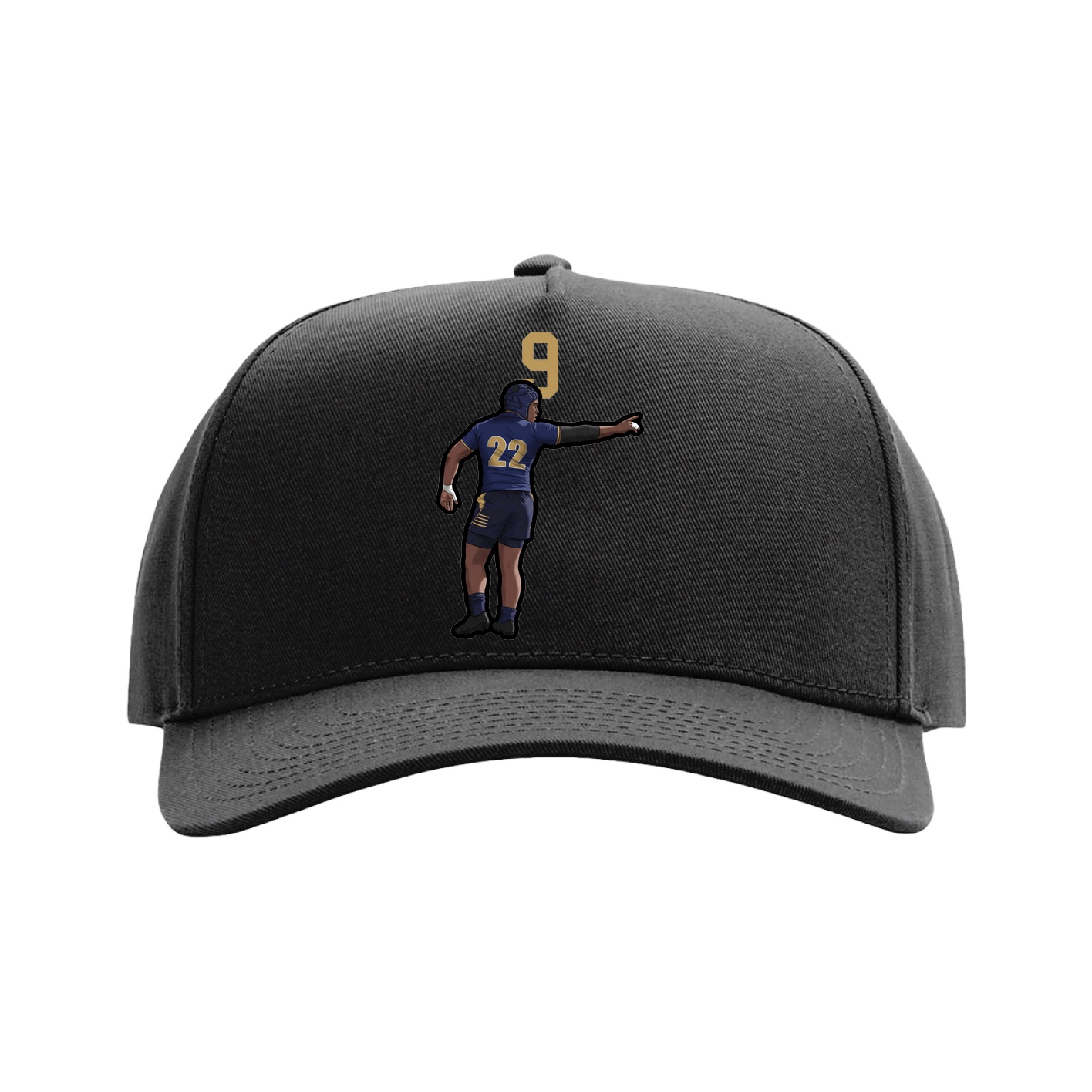 Full Fabric Five-Panel Champ Cap — Number Top in Black