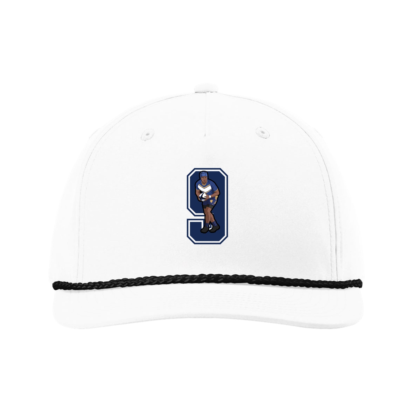Five-Panel Classic Rope Cap — Number in White