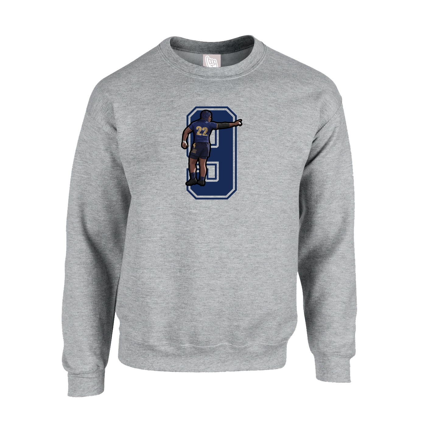 Fleece Crew — Number in Grey