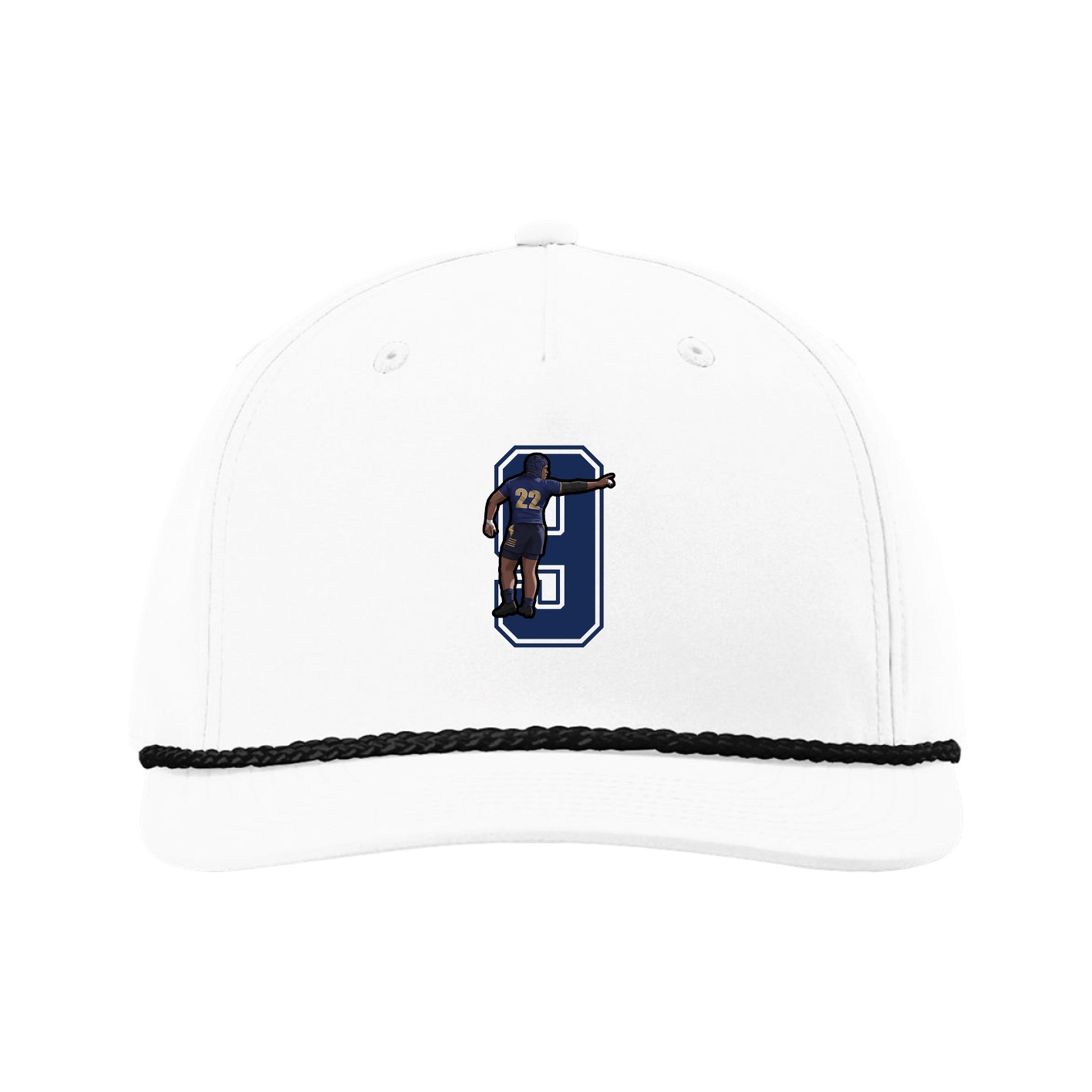 Five-Panel Classic Rope Cap — Number in White