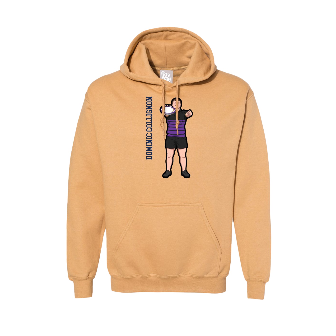 Hoodie — Name Vertical in Vegas Gold