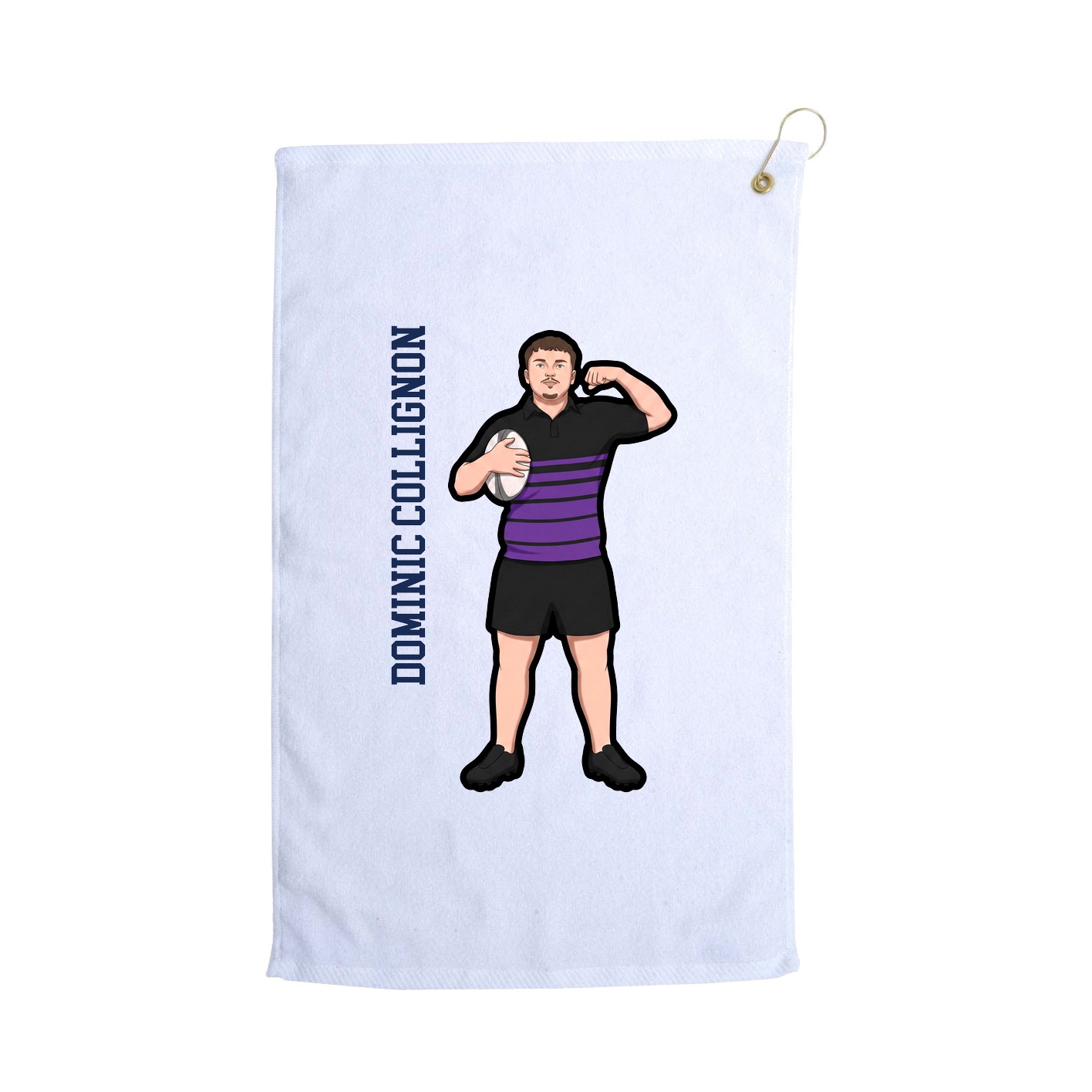Golf Towel — Name Vertical in White