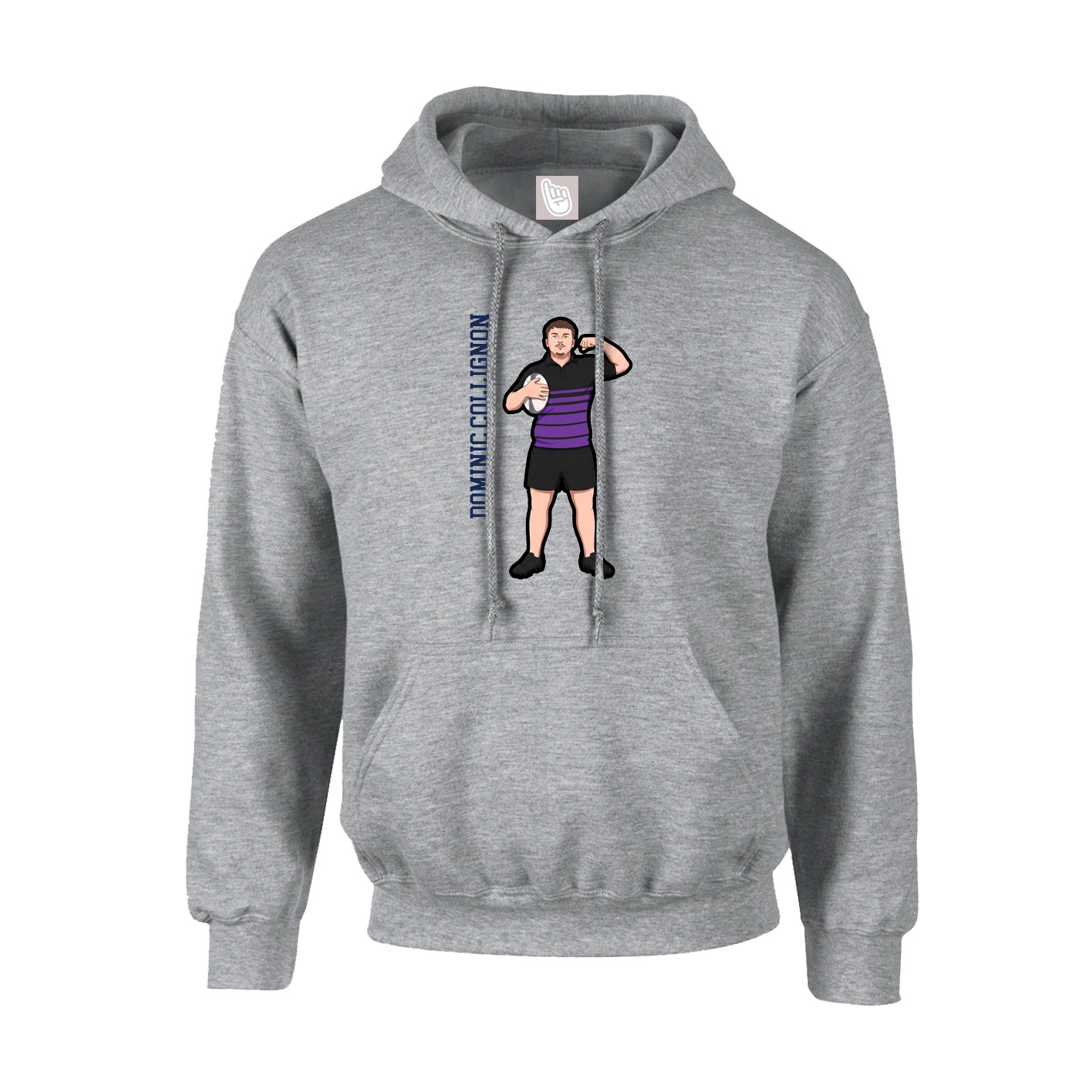Hoodie — Name Vertical in Grey