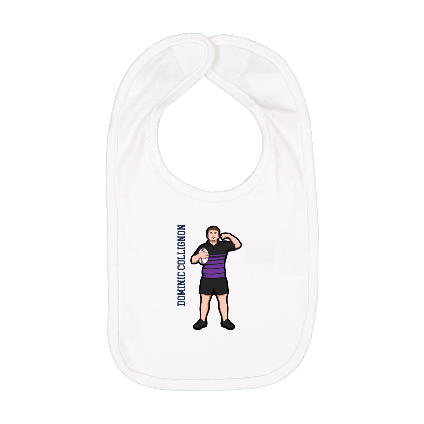 Infant Bib — Name Vertical in White