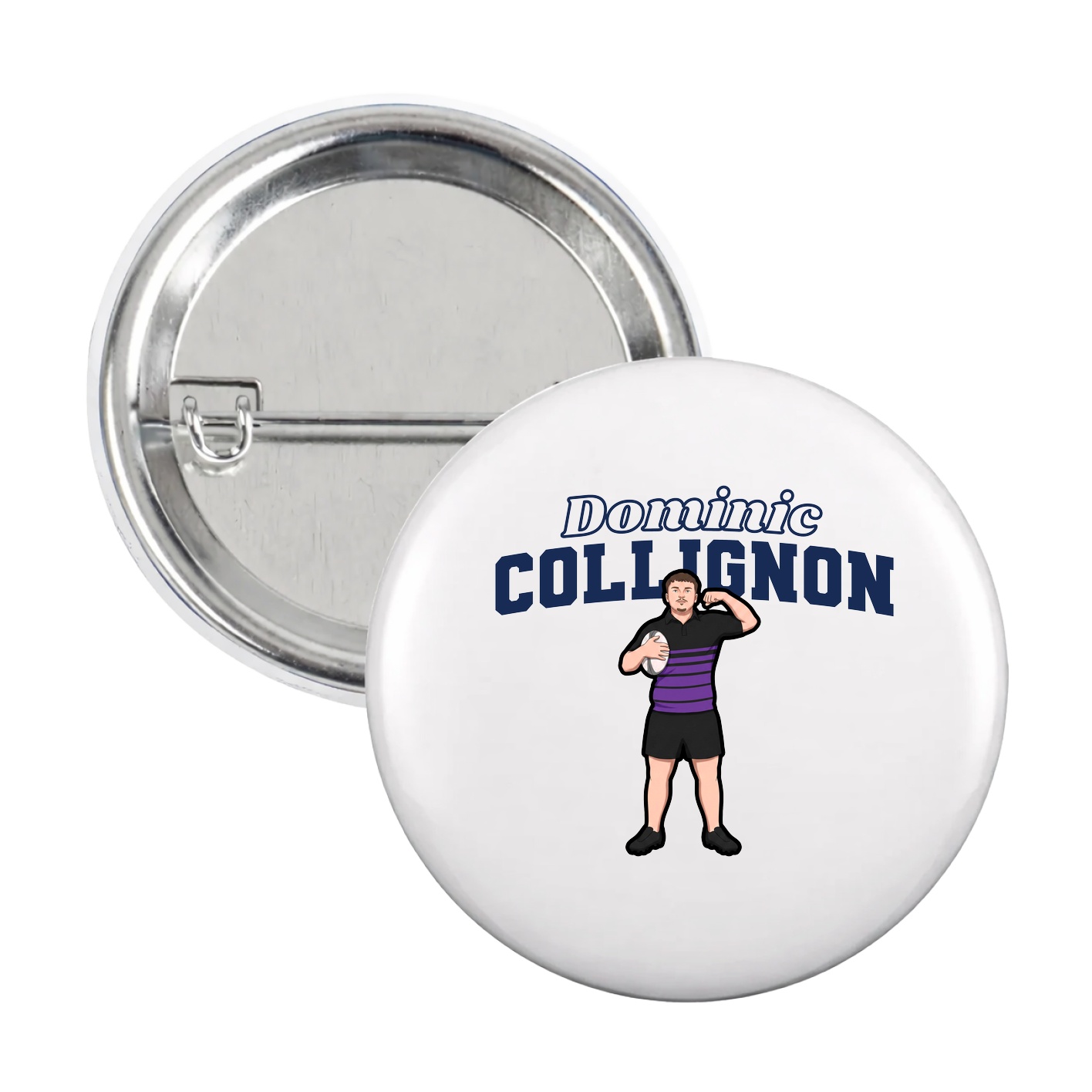 Game Day Button — Name Arch in White