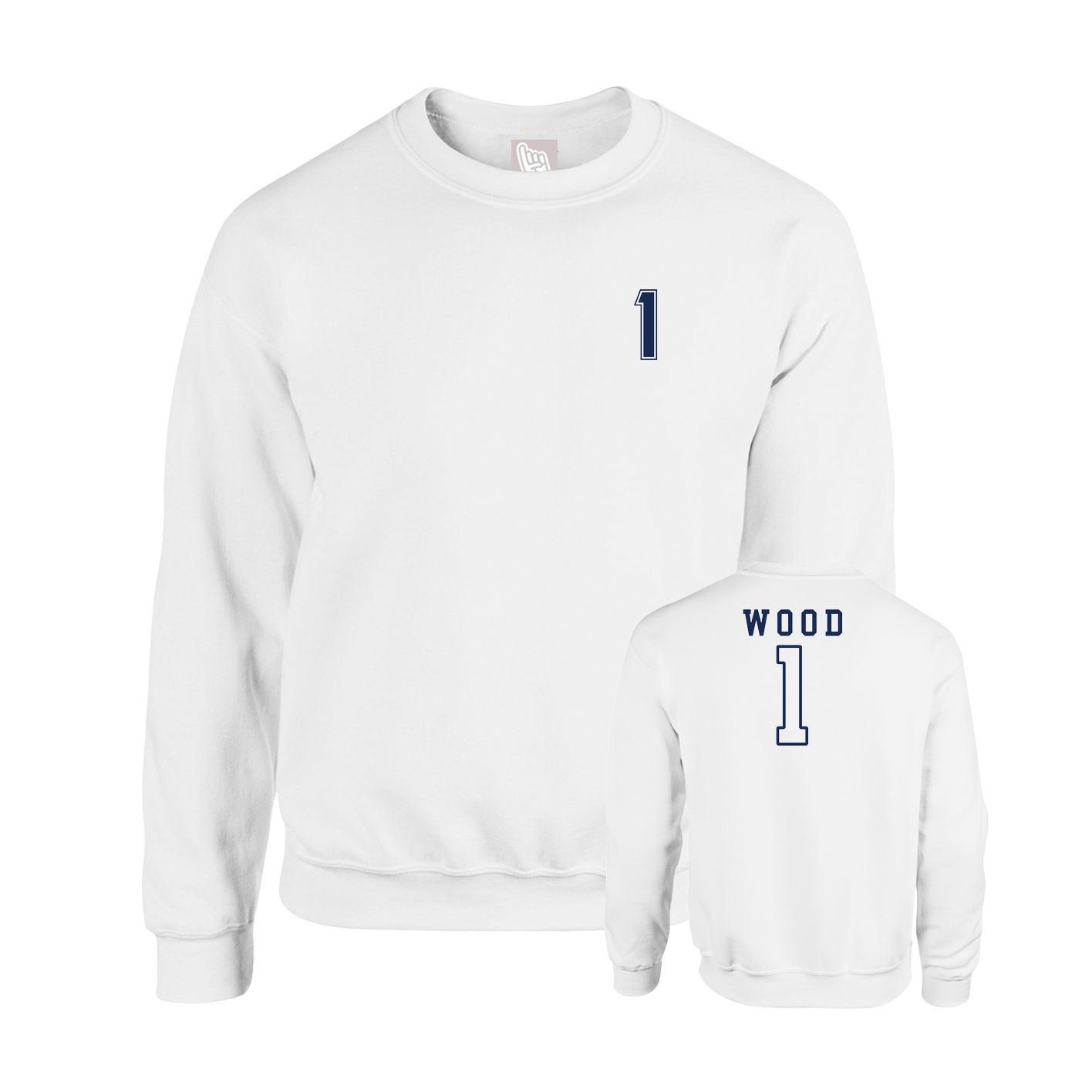 Fleece Crew — Chest Back in White