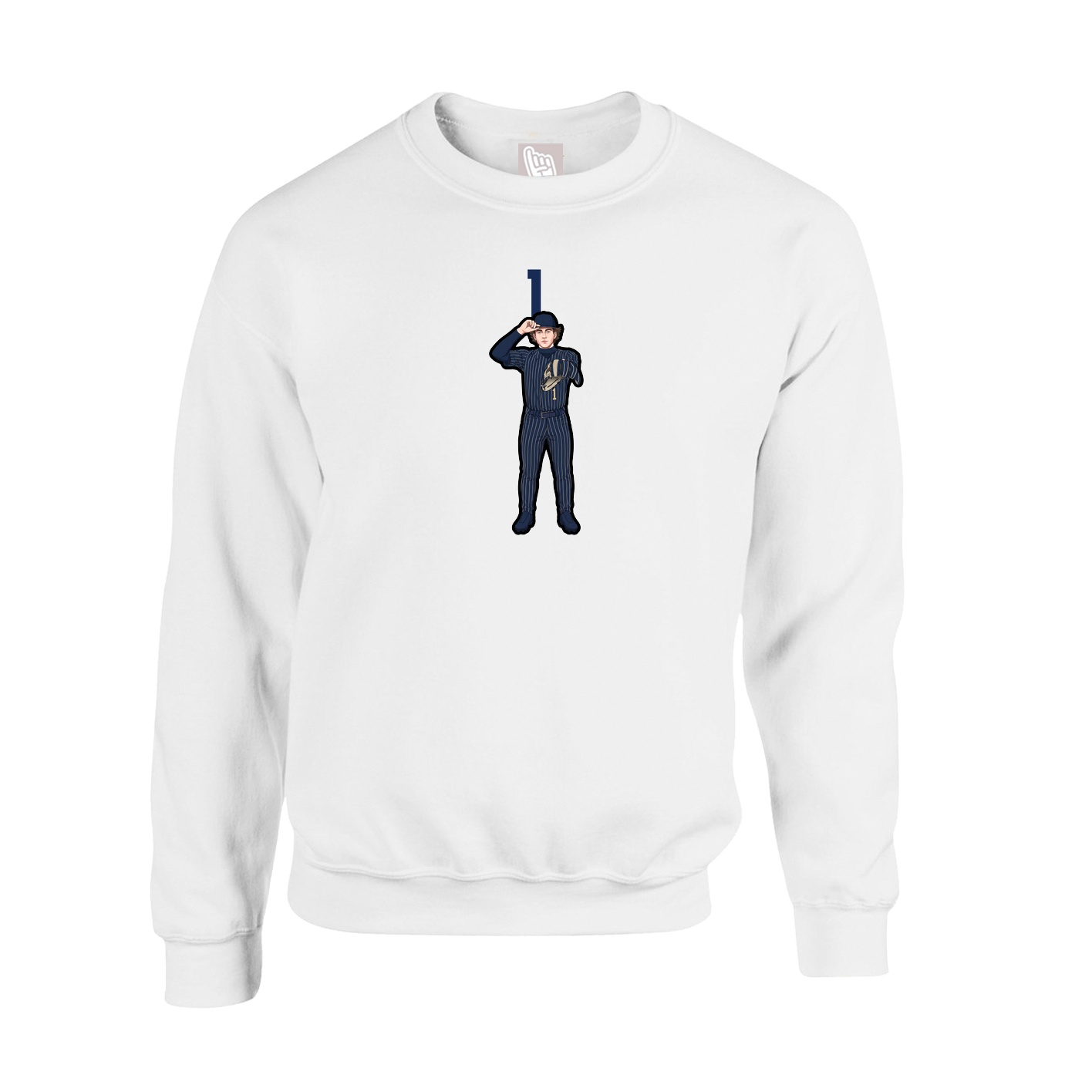 Fleece Crew — Number Top in White