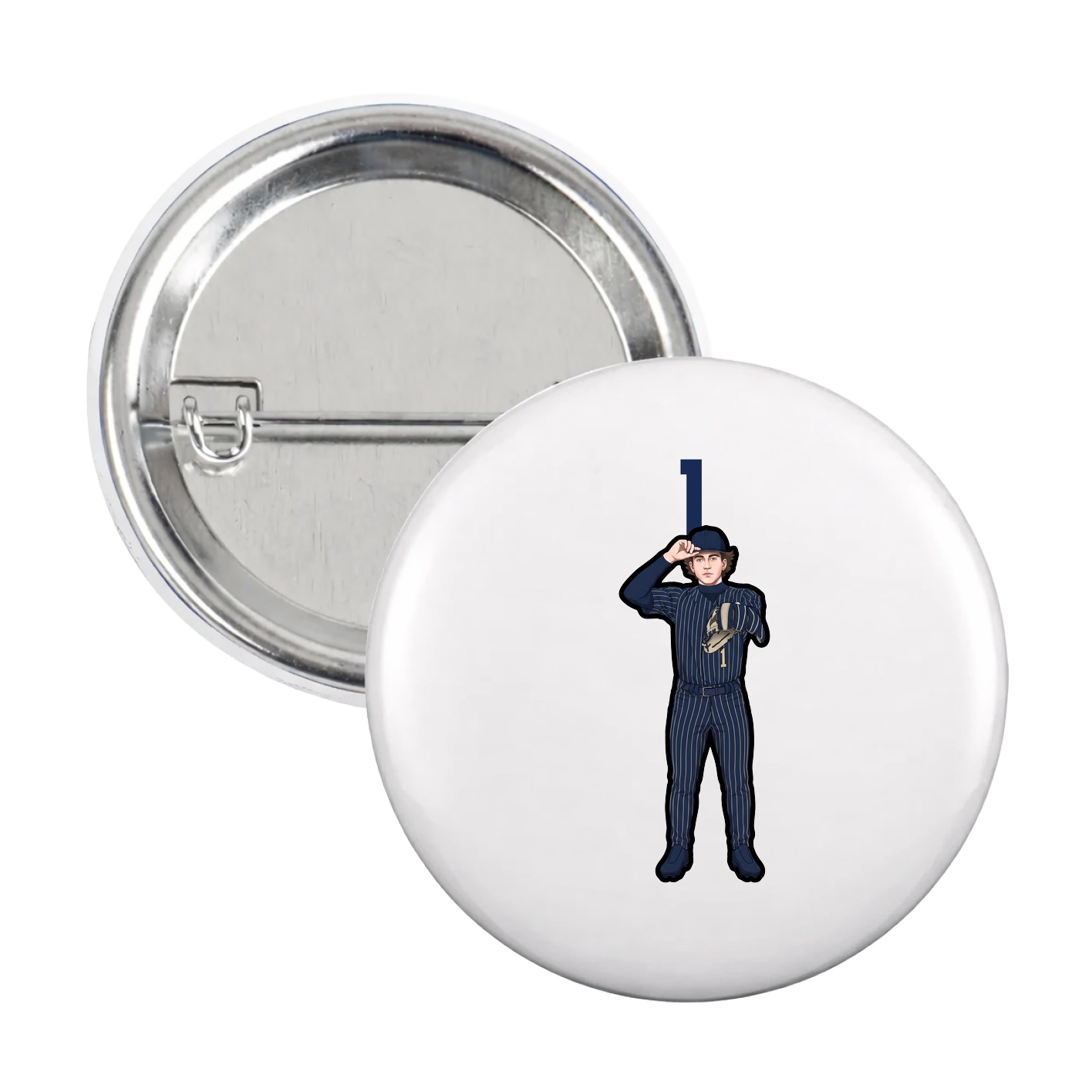 Game Day Button — Number Top in White