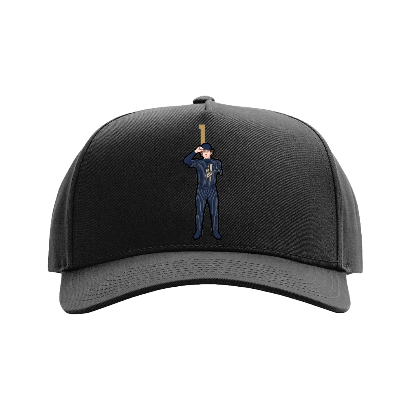 Full Fabric Five-Panel Champ Cap — Number Top in Black