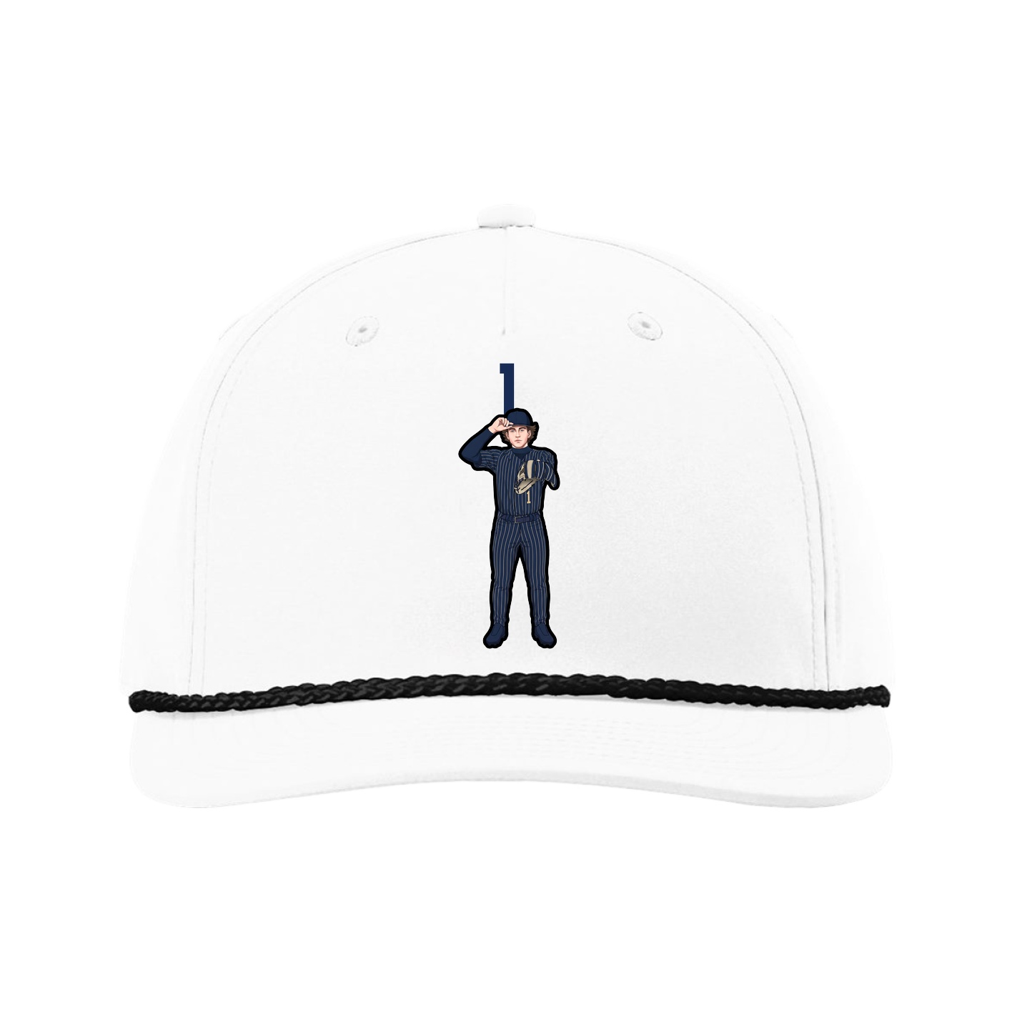 Five-Panel Classic Rope Cap — Number Top in White
