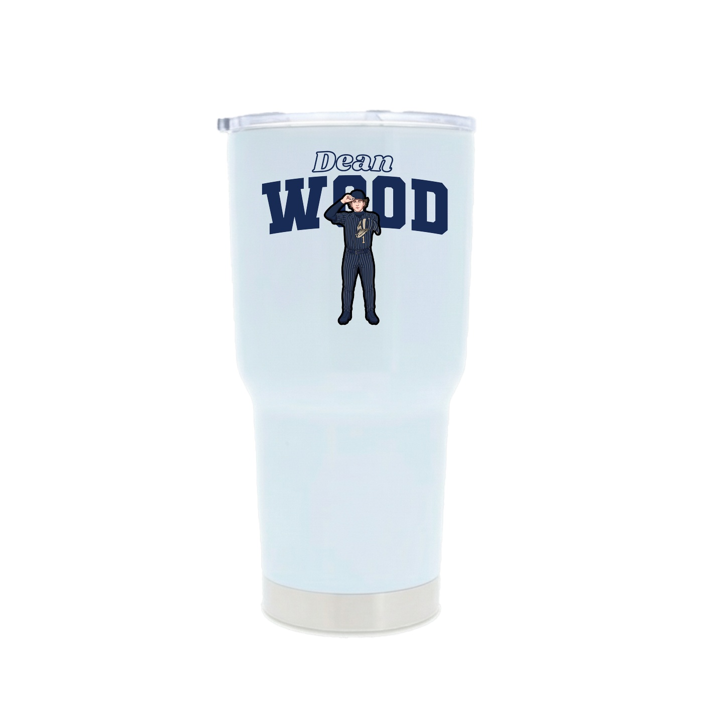 30oz Stainless Steel Tumbler — Name Arch in White