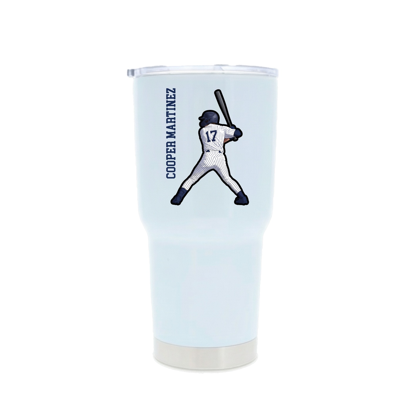 30oz Stainless Steel Tumbler — Name Vertical in White