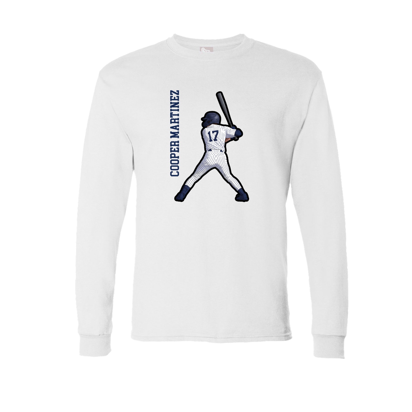 Long Sleeve Tee — Name Vertical in White