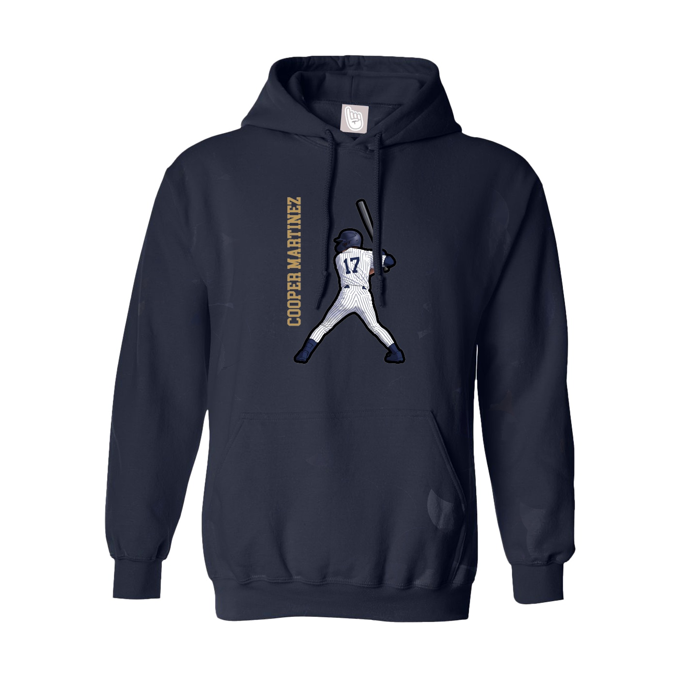 Hoodie — Name Vertical in Navy