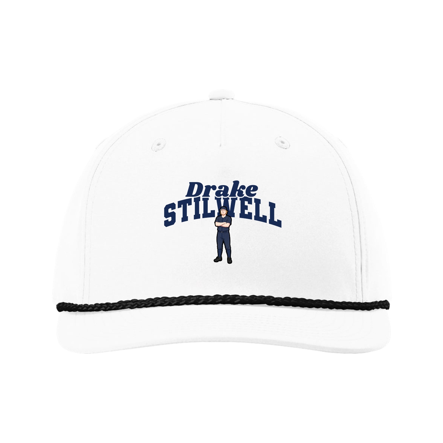 Five-Panel Classic Rope Cap — Signature Arch in White