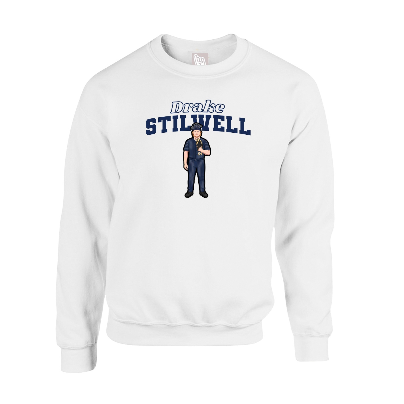 Fleece Crew — Name Arch in White