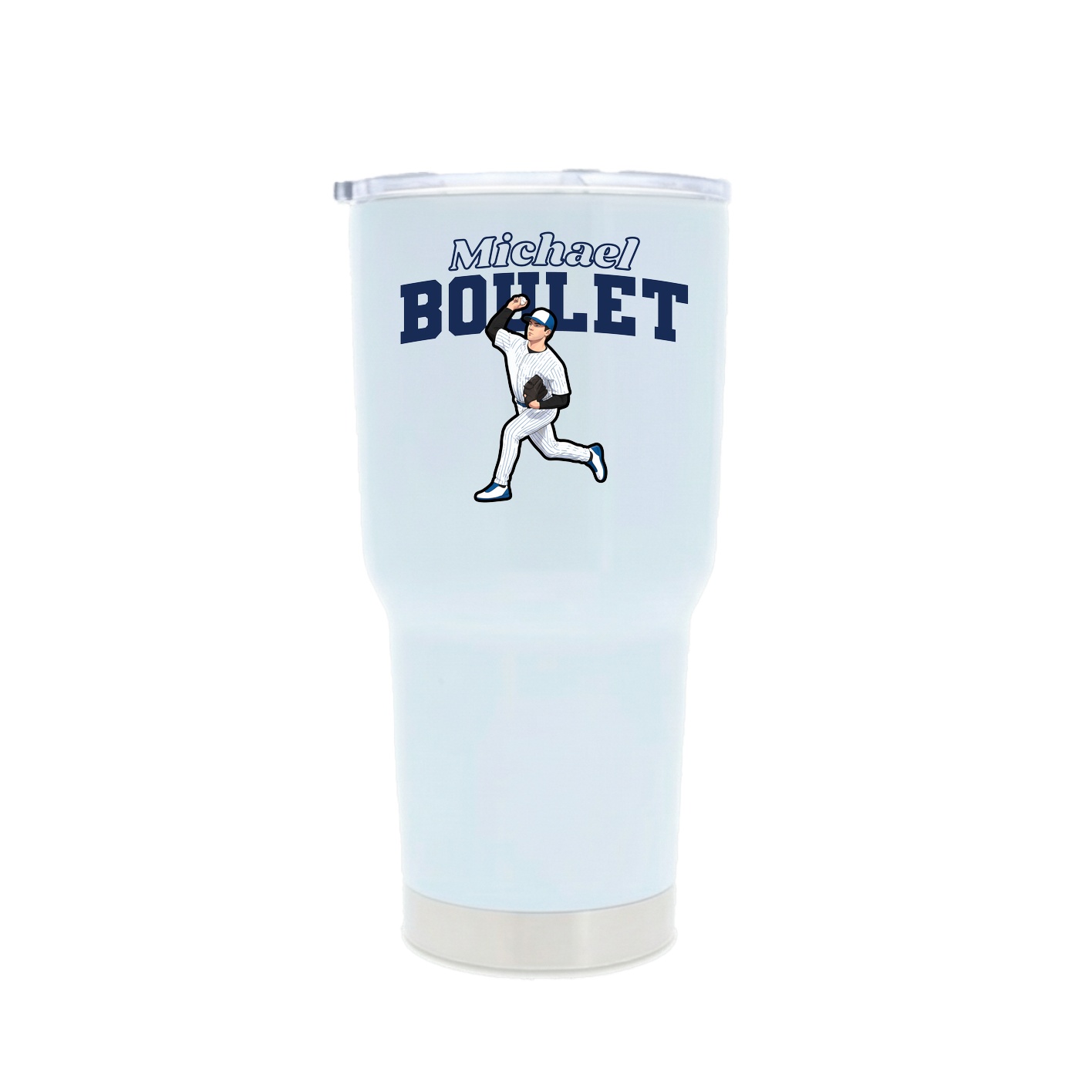 30oz Stainless Steel Tumbler — Name Arch in White