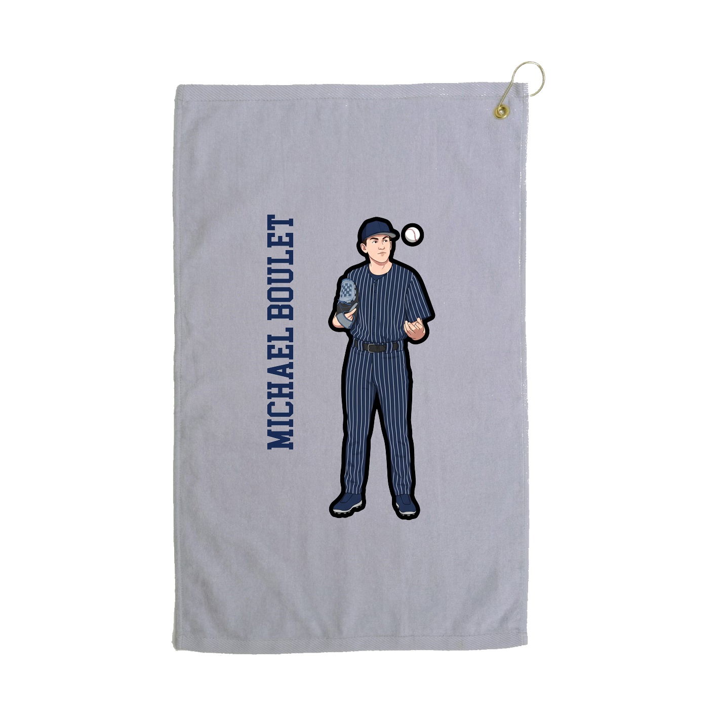 Golf Towel — Name Vertical in Grey